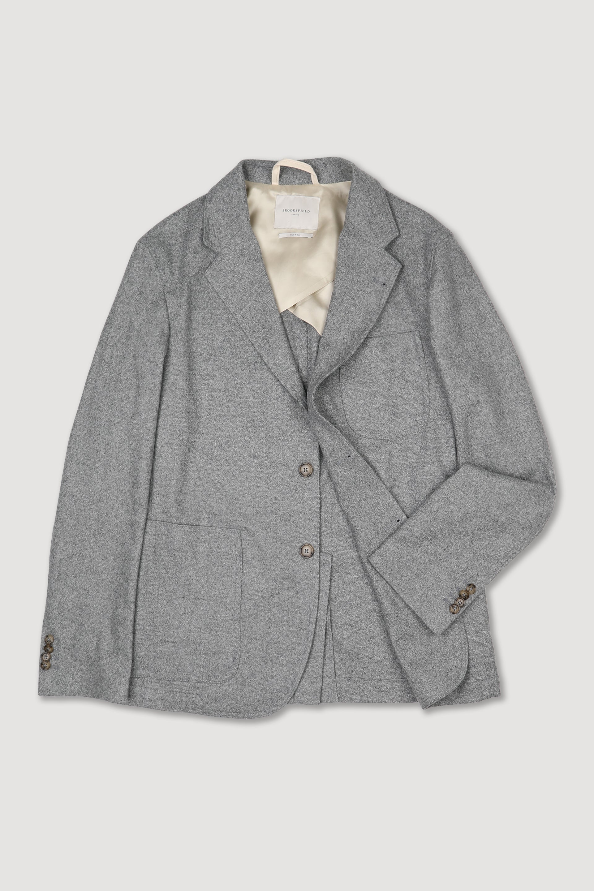 UOMO-BLAZER MONOPETTO ,CORPO SEMIFODERATO,MANICHE FODERATE, IN TESSUTO MISTO LANA/SETA STRETCH FANTASIA - Grigio