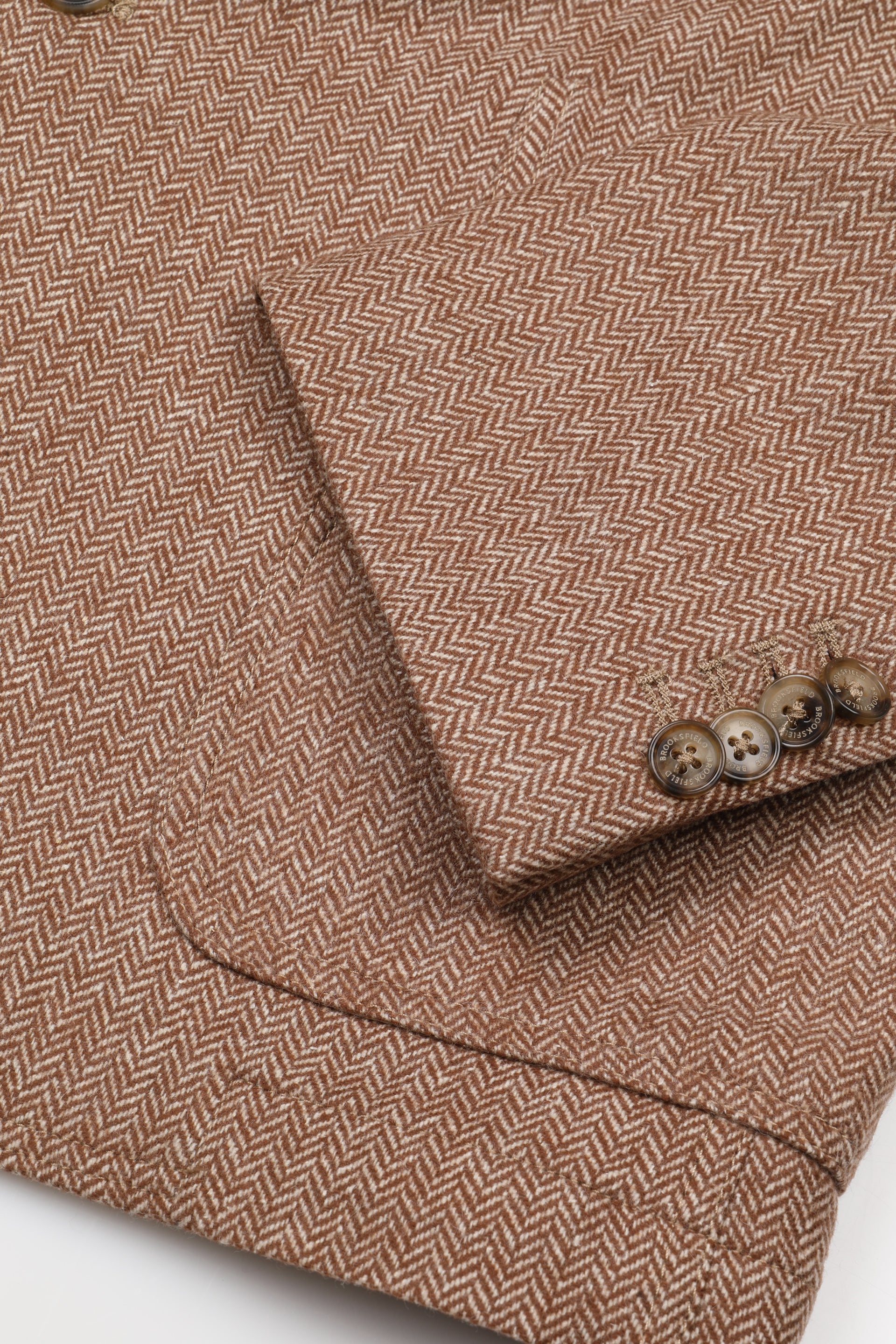 UOMO-BLAZER MONOPETTO ,CORPO SEMIFODERATO,MANICHE FODERATE, IN TESSUTO MISTO LANA/SETA STRETCH FANTASIA - Marrone/beige