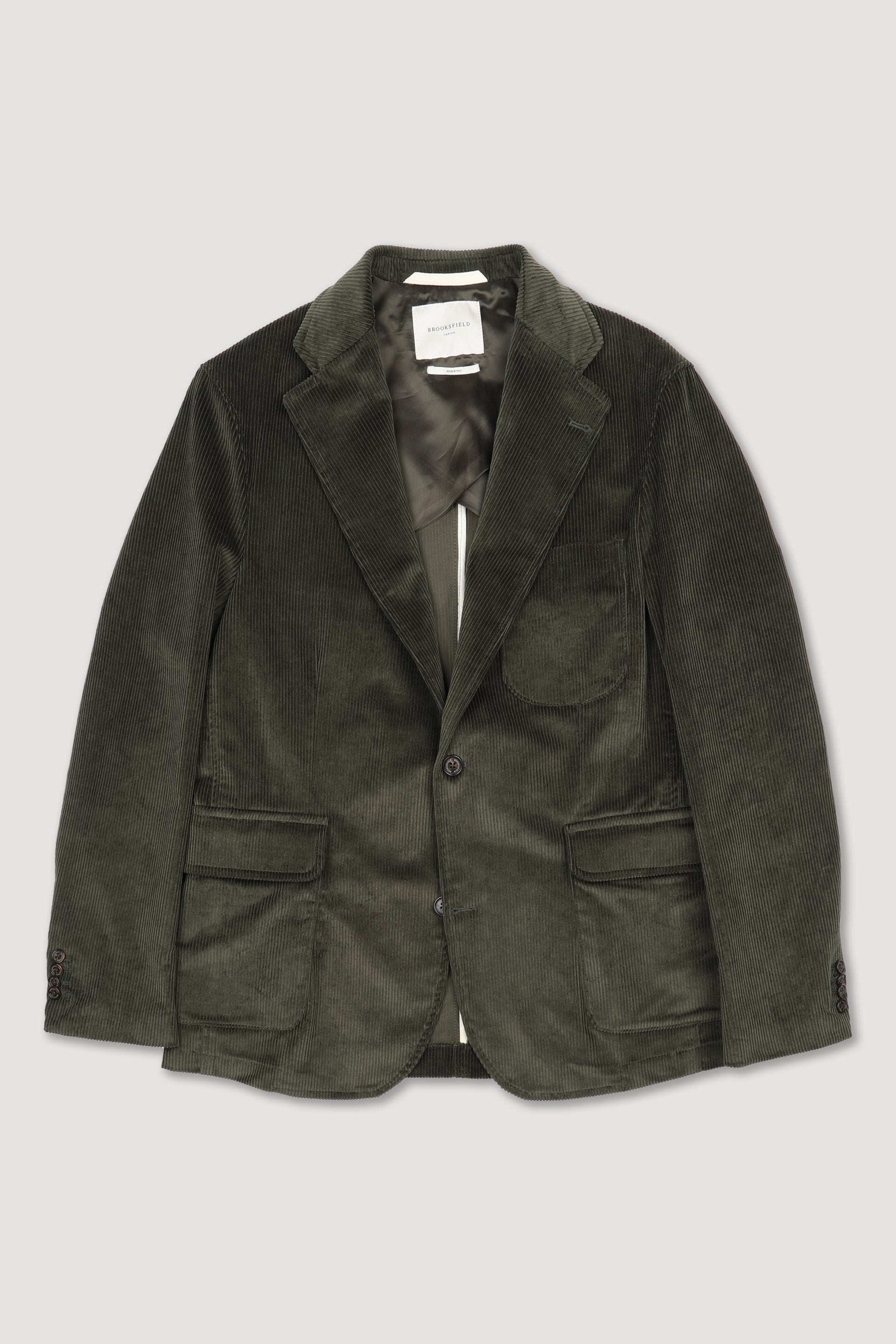 Blazer in velluto a coste di cotone stretch, semifoderato. Verde - Loden