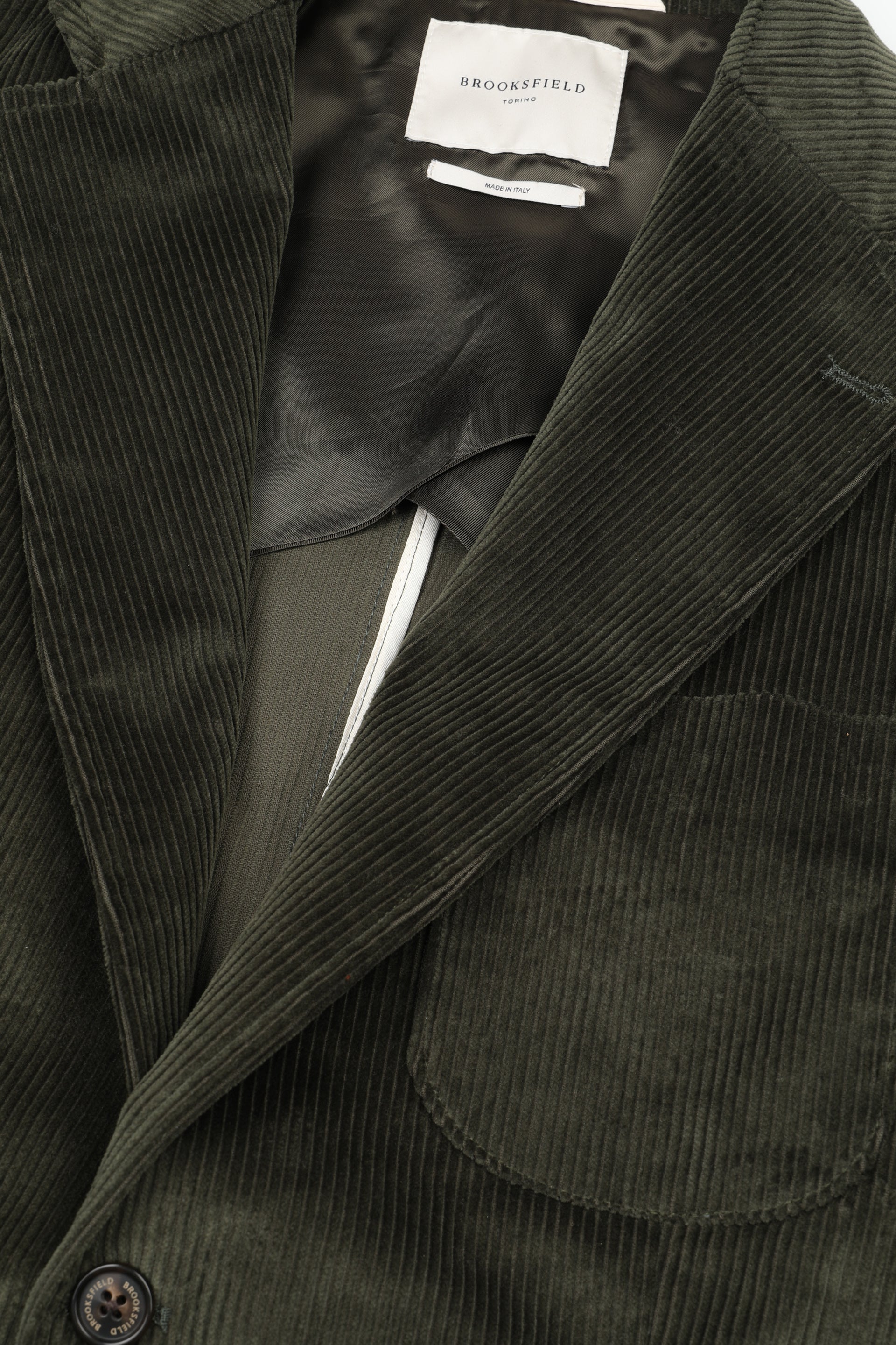 Blazer in velluto a coste di cotone stretch, semifoderato. Verde - Loden