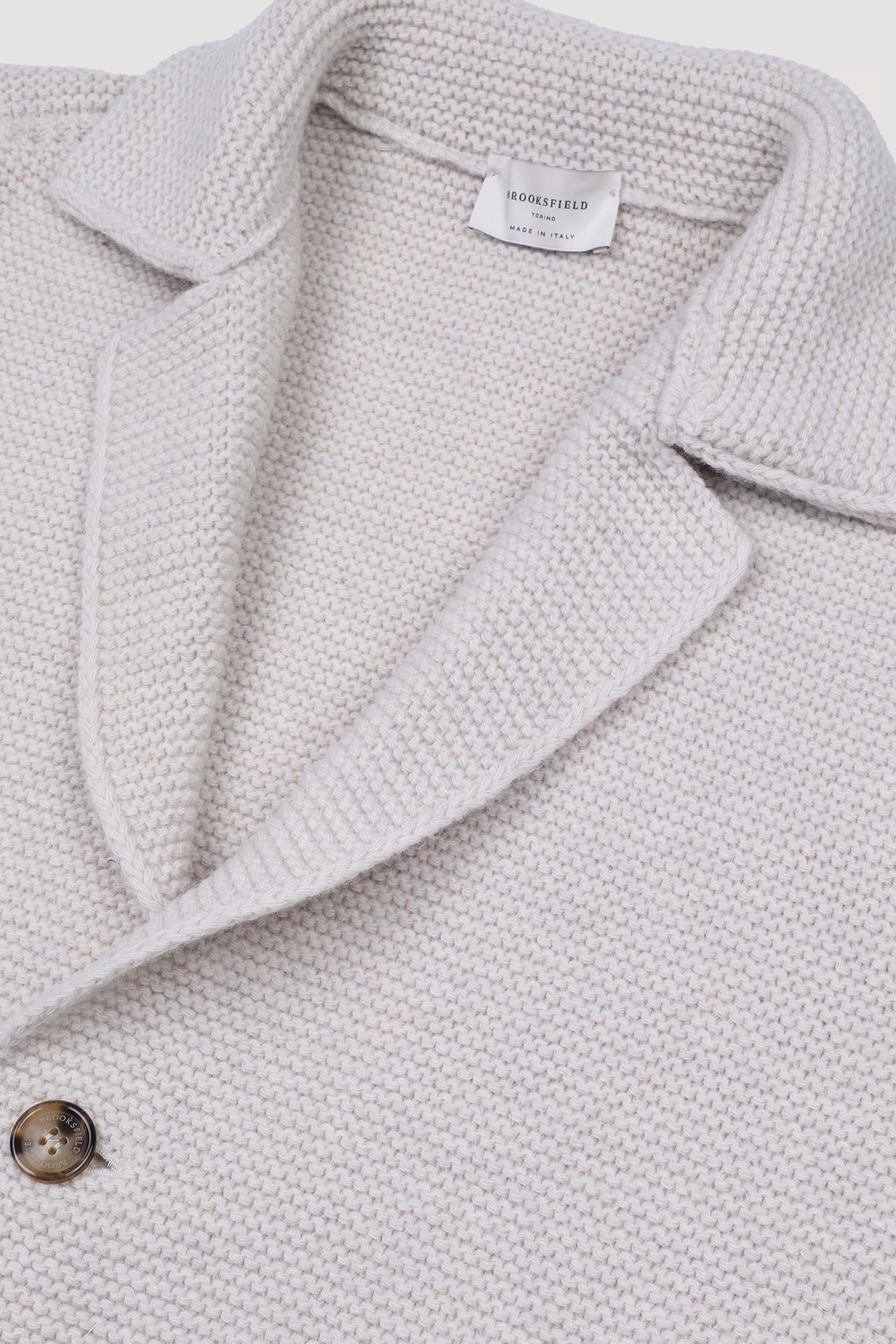 Blazer realizzato in maglia misto lana con punto links. Beige - Caffelatte
