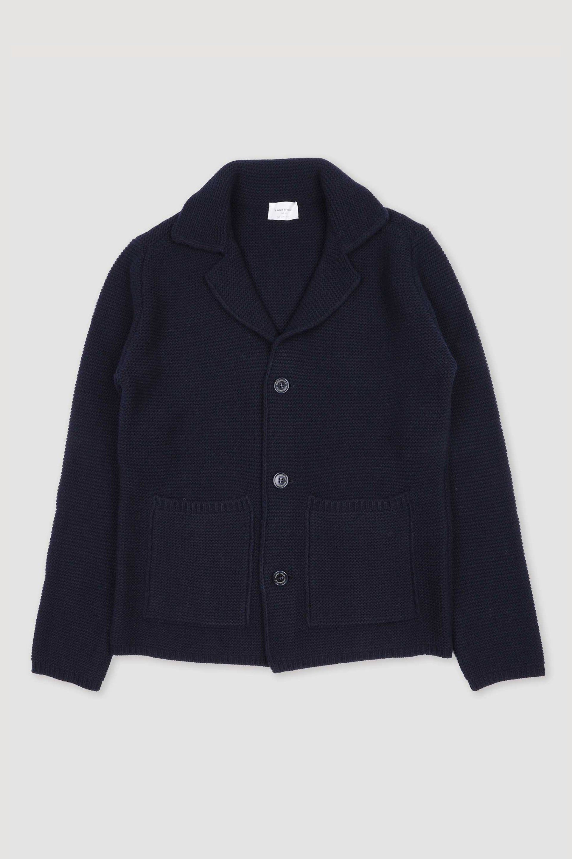 Blazer realizzato in maglia misto lana con punto links. Blu - Night blue