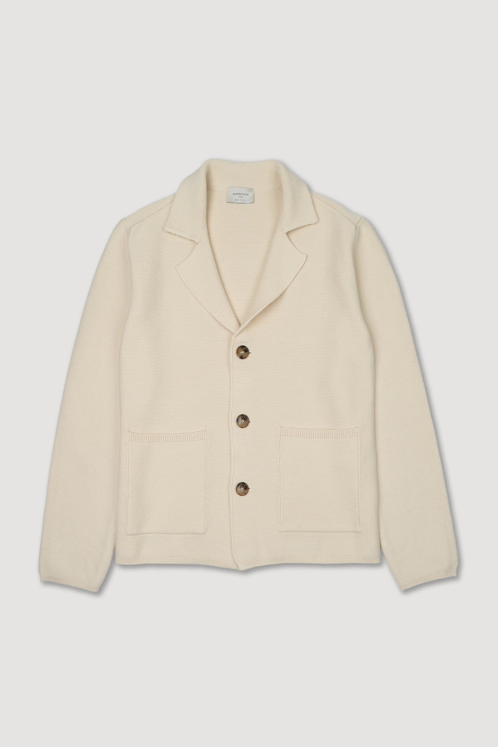 MAGLIA, CARDIGAN BUTTON UP, MISTO ALPACA JACQUARD - Panna