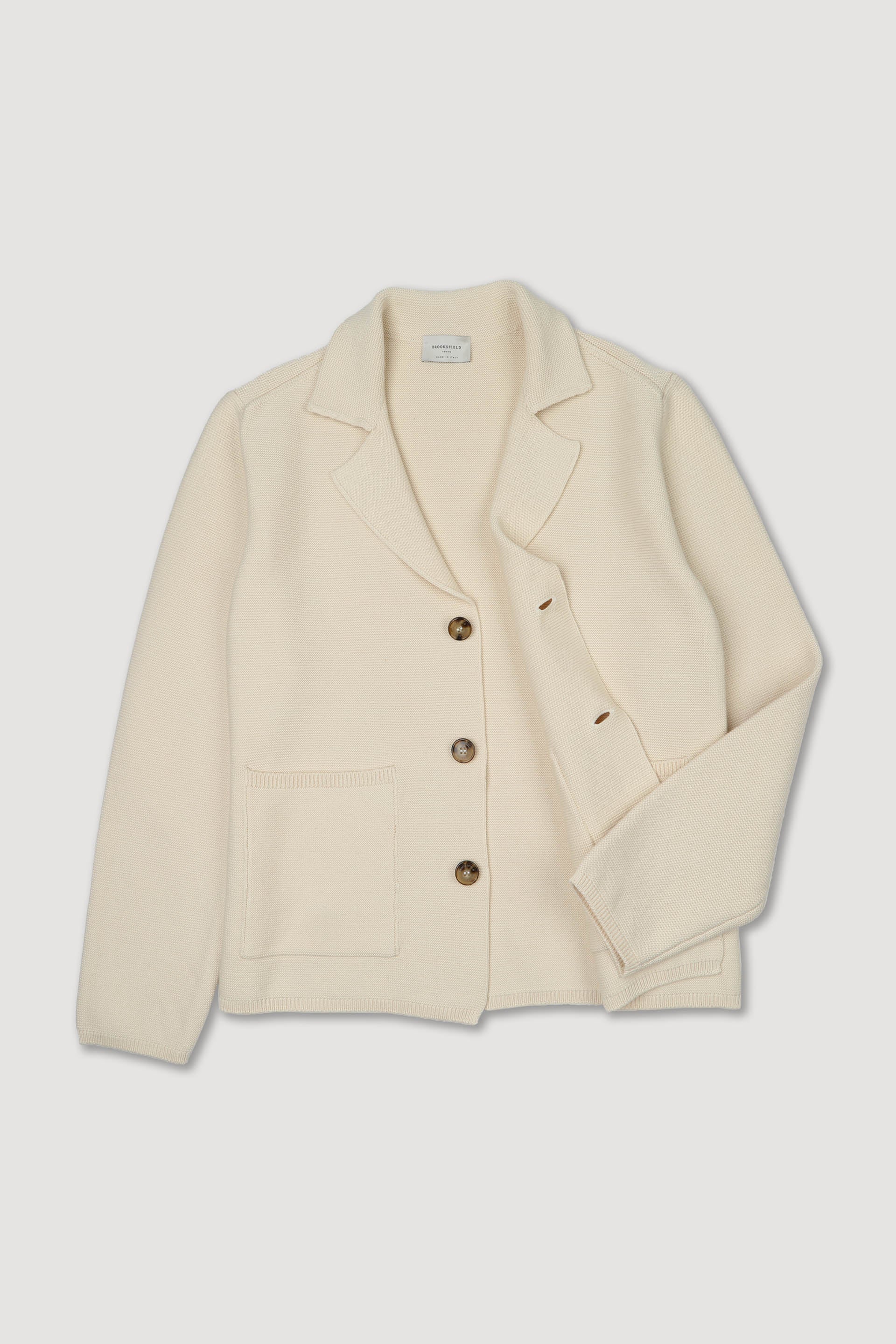MAGLIA, CARDIGAN BUTTON UP, MISTO ALPACA JACQUARD - Panna