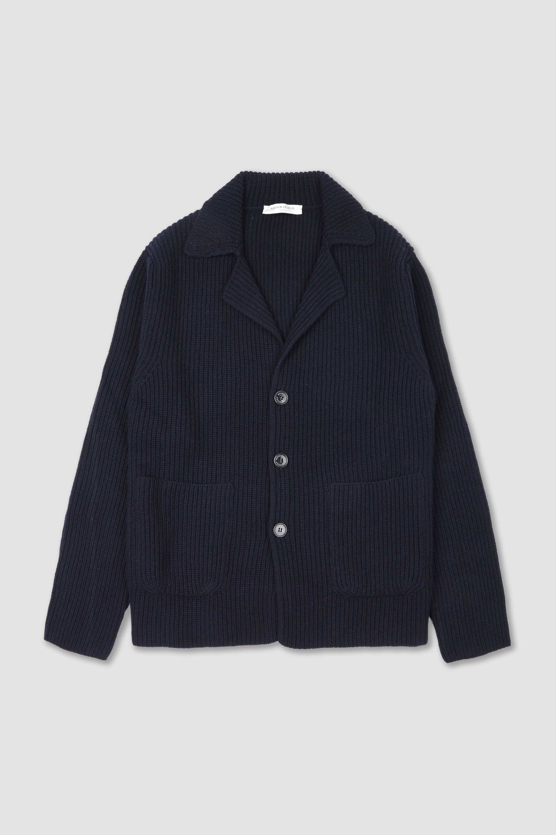 UOMO-BLAZER MONOPETTO CON TASCHE E BOTTONI, MEZZA MAGLIA INGLESE, MISTO LAMBSWOOL (FIN.5) - Night blue