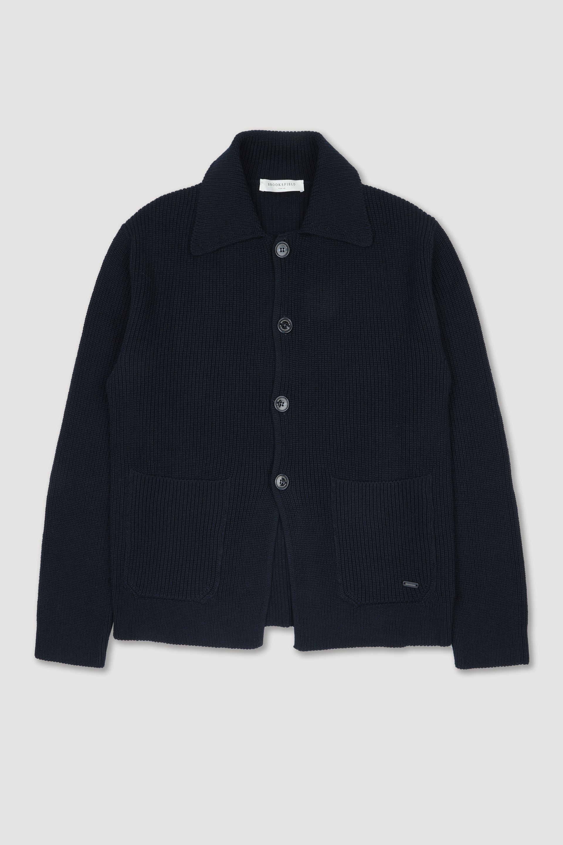 Blazer realizzato in mezza maglia inglese in cotone - Blu scuro