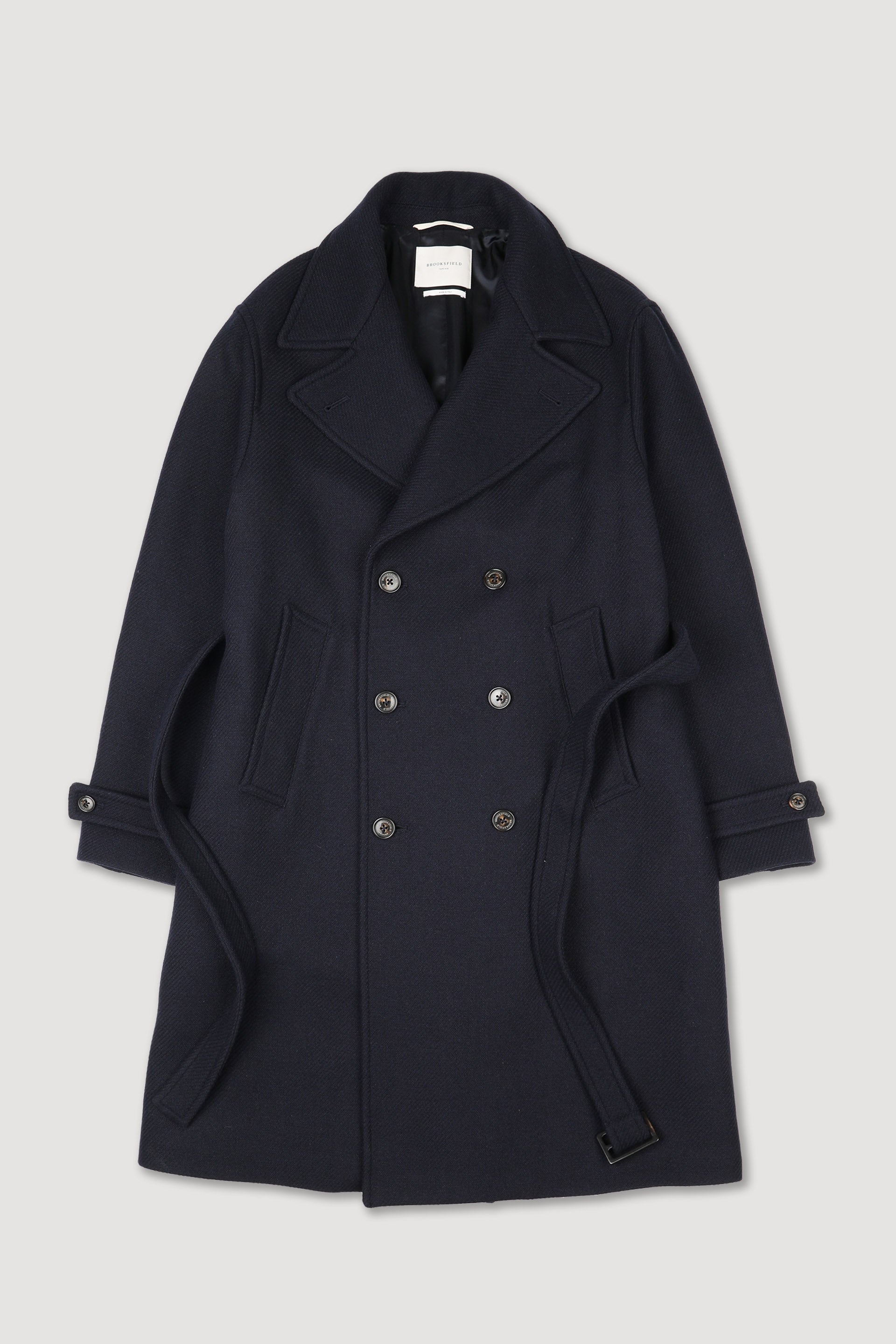 UOMO-CAPPOTTO DOPPIOPETTO CON CINTURA, IN TESSUTO MISTO LANA , FODERATO - Navy