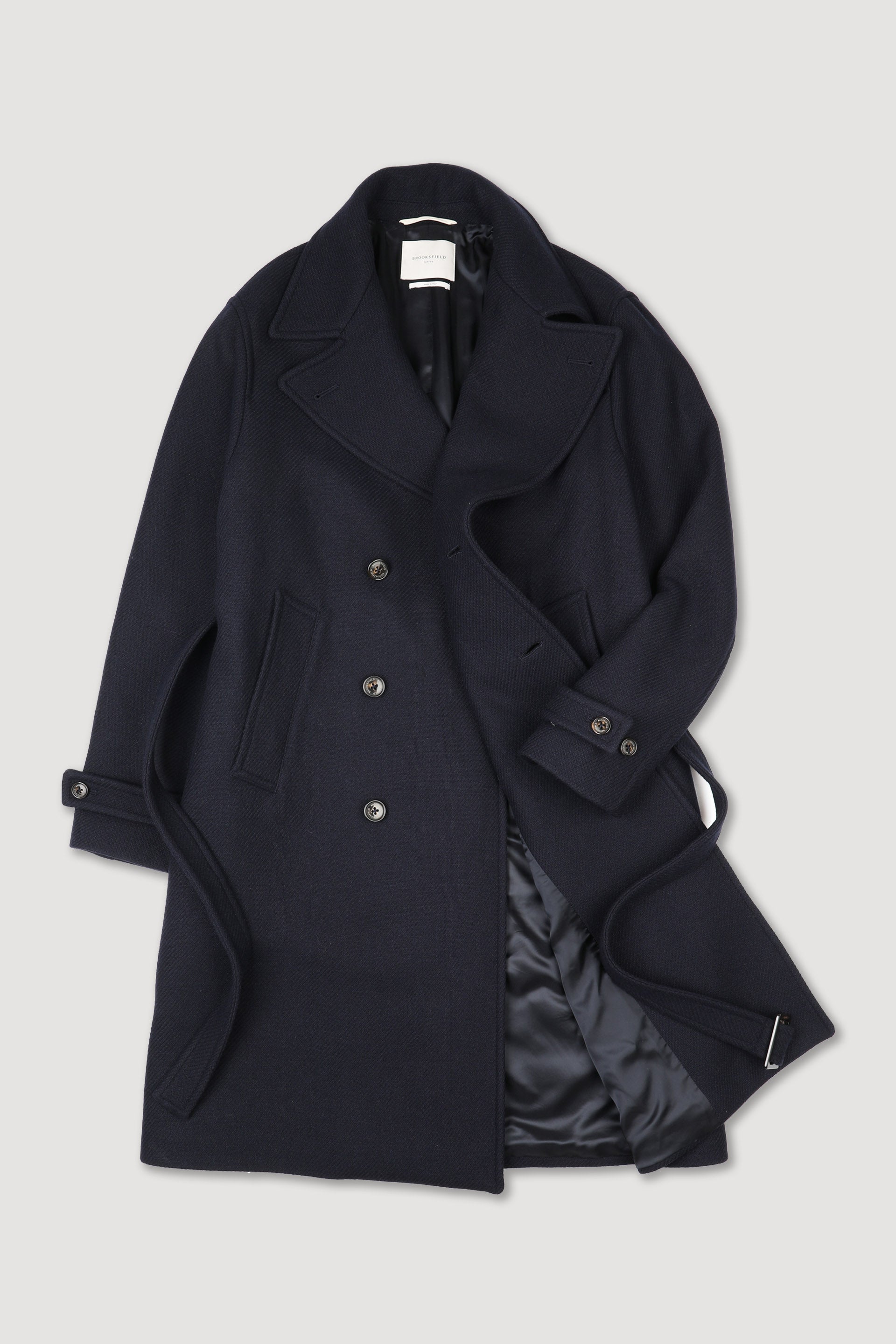 UOMO-CAPPOTTO DOPPIOPETTO CON CINTURA, IN TESSUTO MISTO LANA , FODERATO - Navy