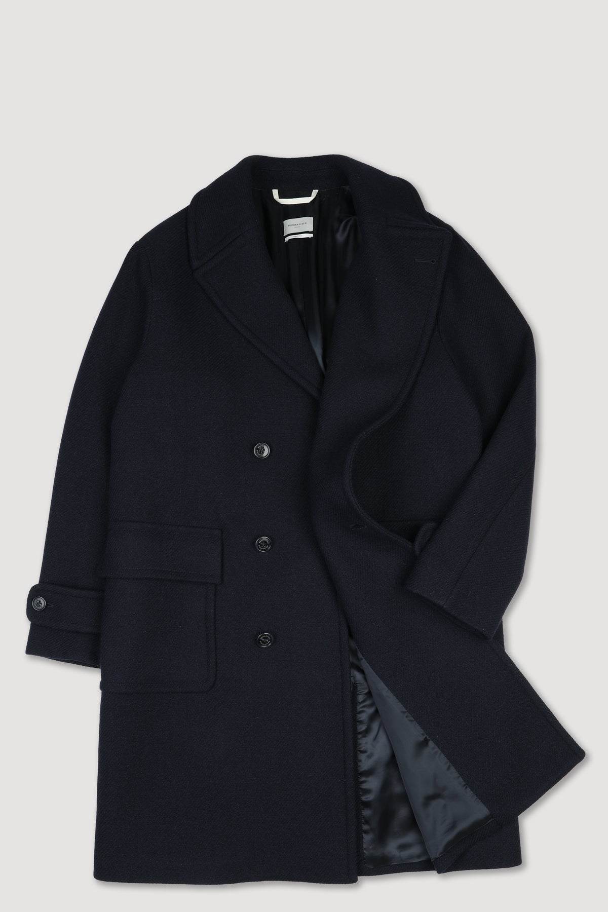 Cappotto doppiopetto realizzato in misto lana, foderato. Blu - Navy