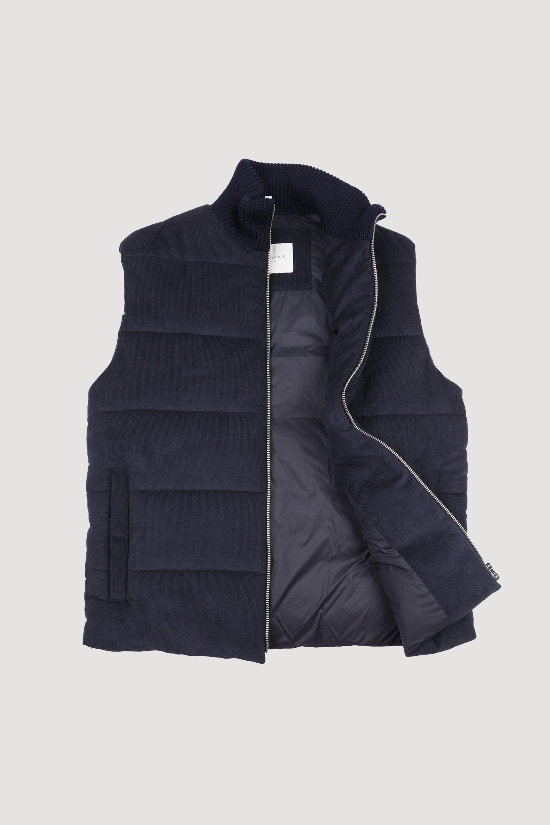 Giubbotto smanicato in velluto a coste di cotone, imbottito. Blu - Navy