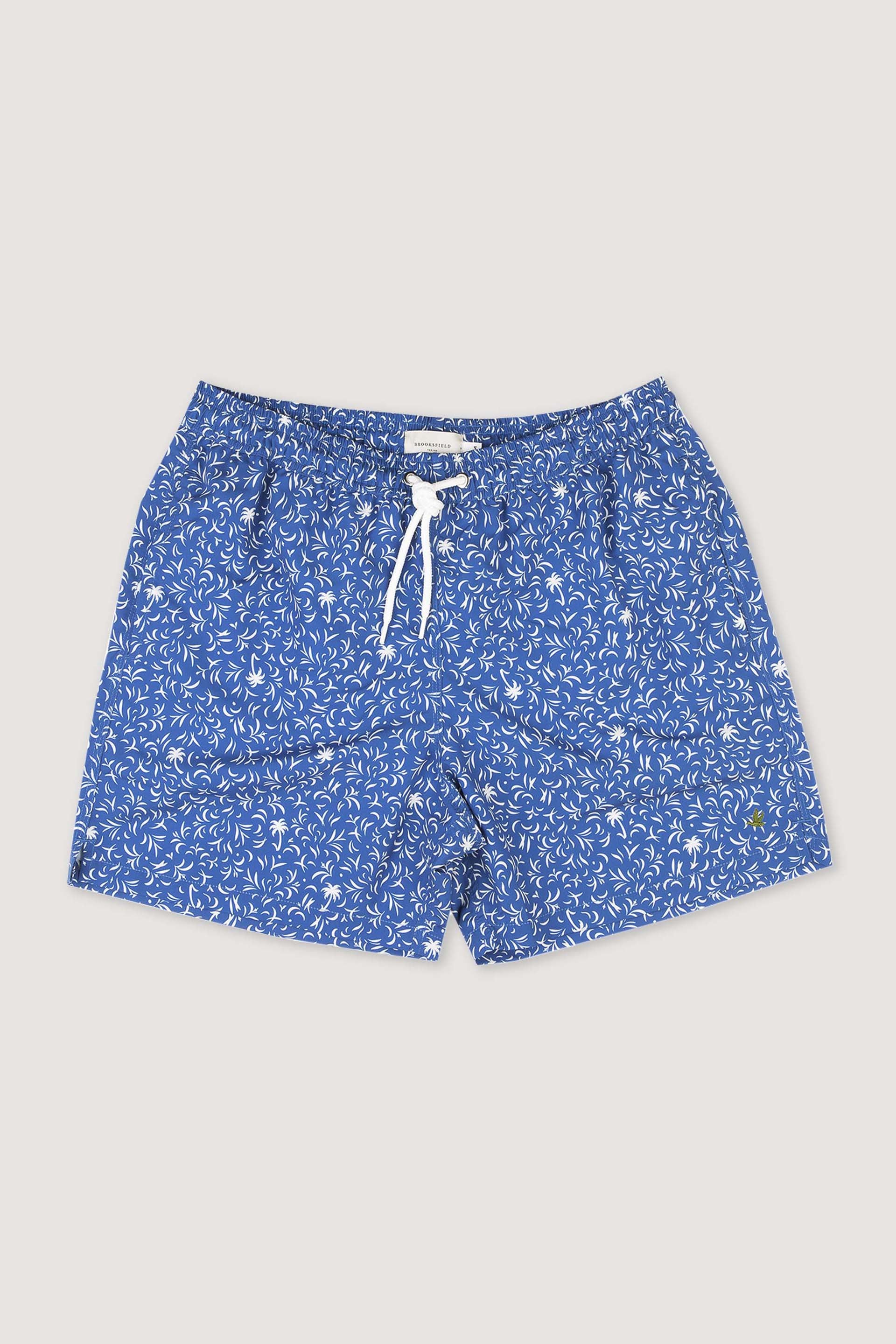 BOXER MARE,  STAMPA PALME - Bluette/latte
