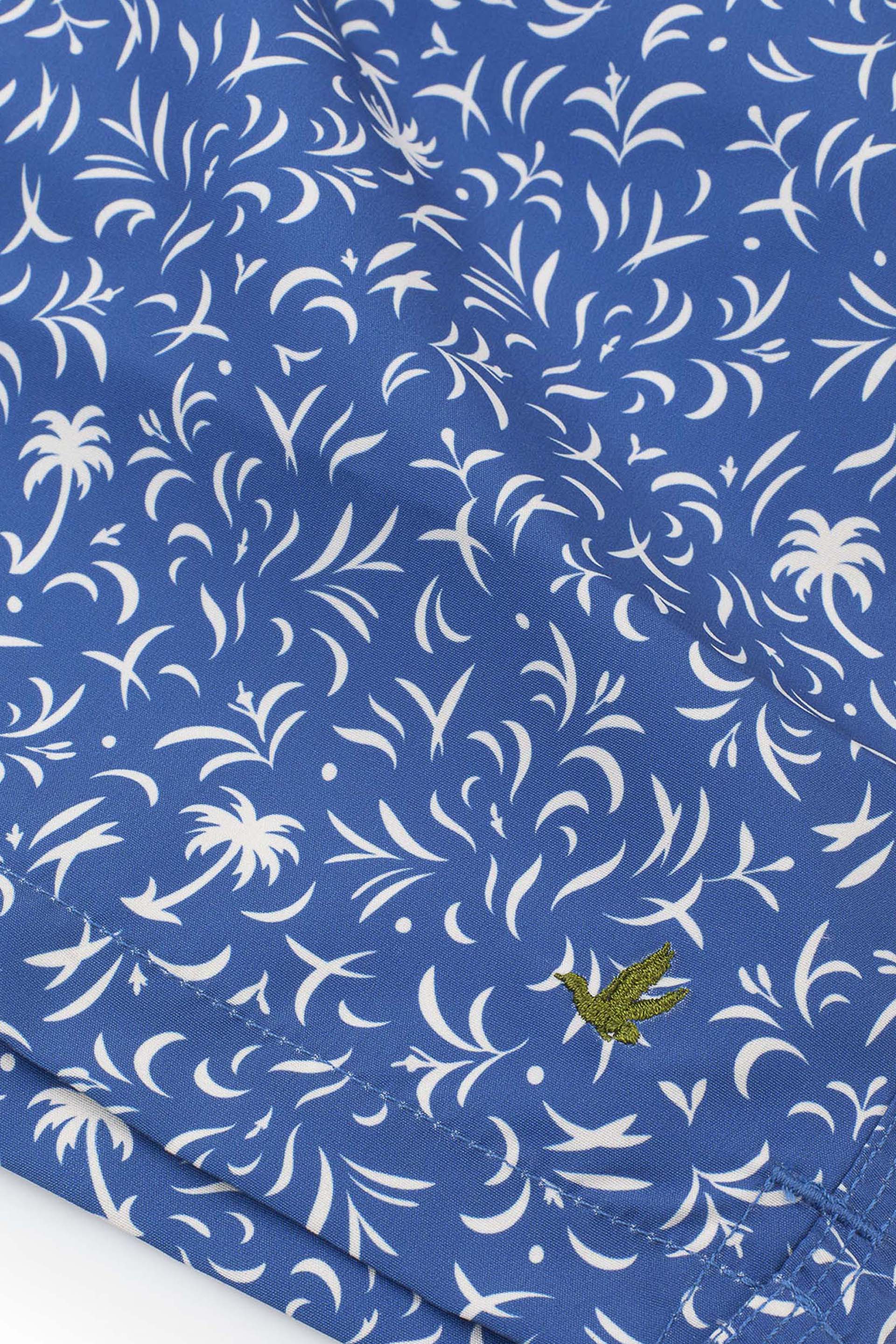 BOXER MARE,  STAMPA PALME - Bluette/latte