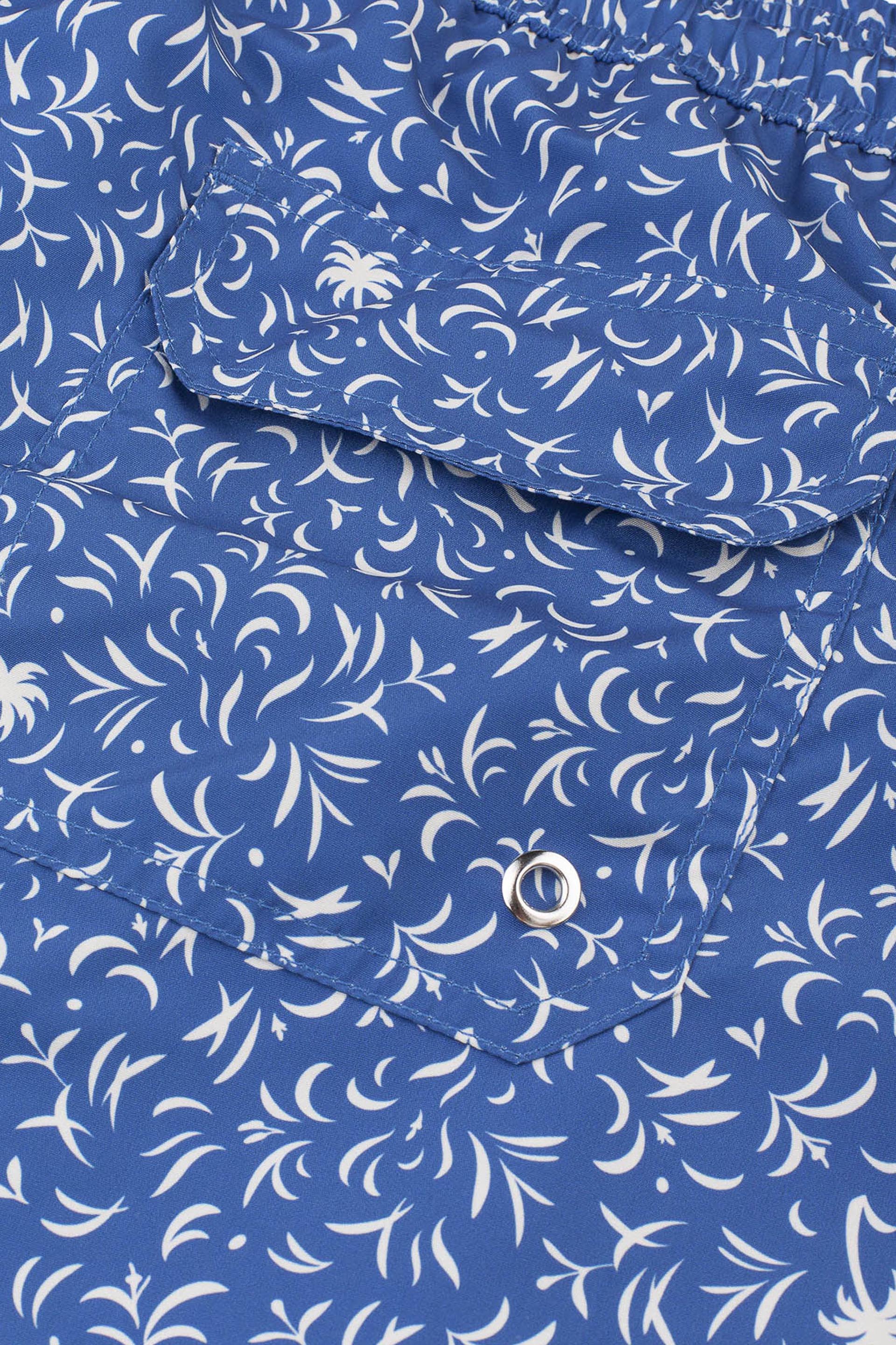BOXER MARE,  STAMPA PALME - Bluette/latte