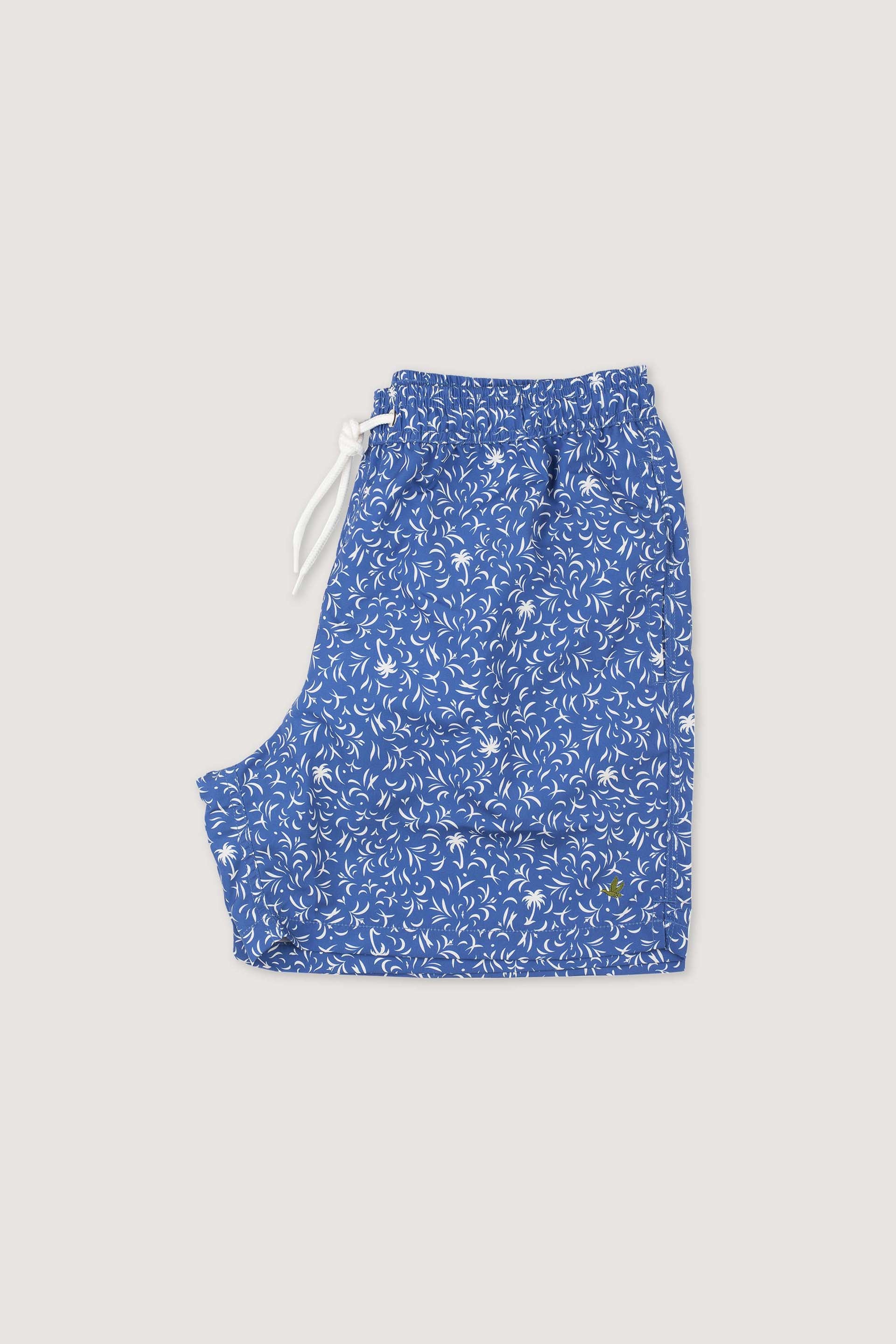 BOXER MARE,  STAMPA PALME - Bluette/latte