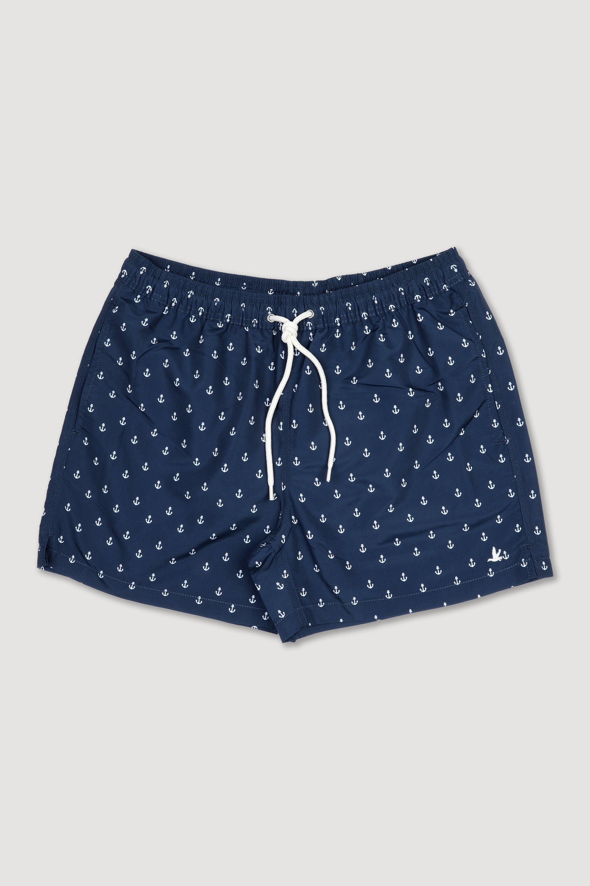 Boxer mare in microfibra con stampa all over ancore. Lunghezza media. Blu - Blu