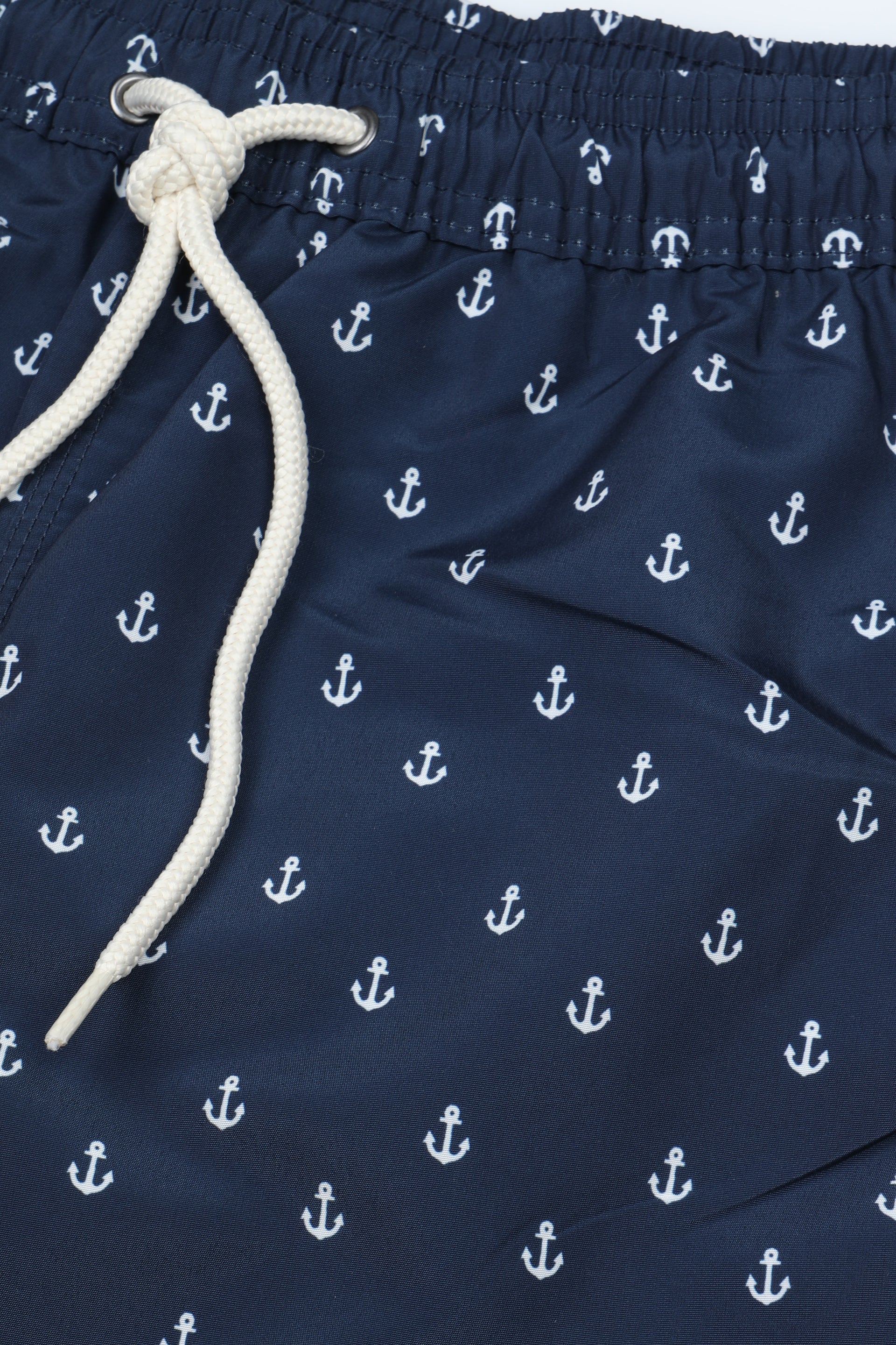 Boxer mare in microfibra con stampa all over ancore. Lunghezza media. Blu - Blu