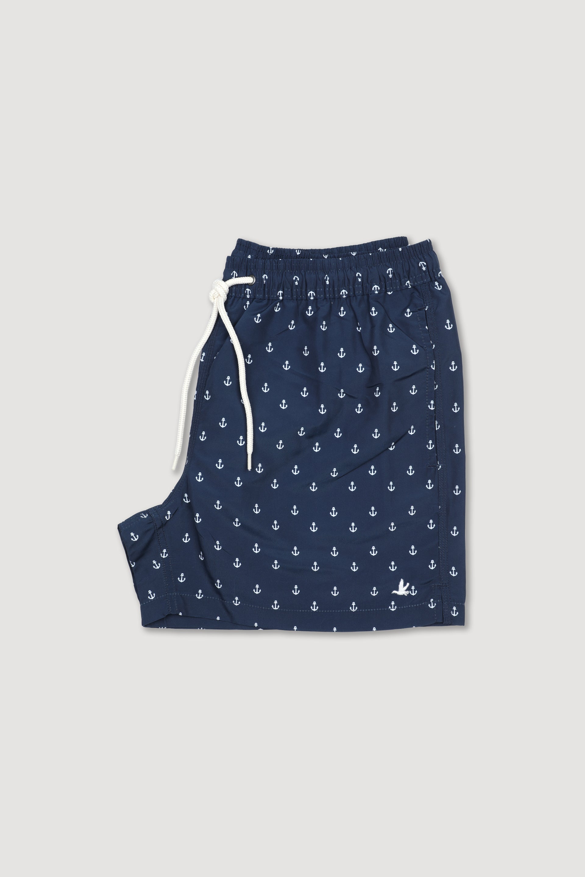 Boxer mare in microfibra con stampa all over ancore. Lunghezza media. Blu - Blu