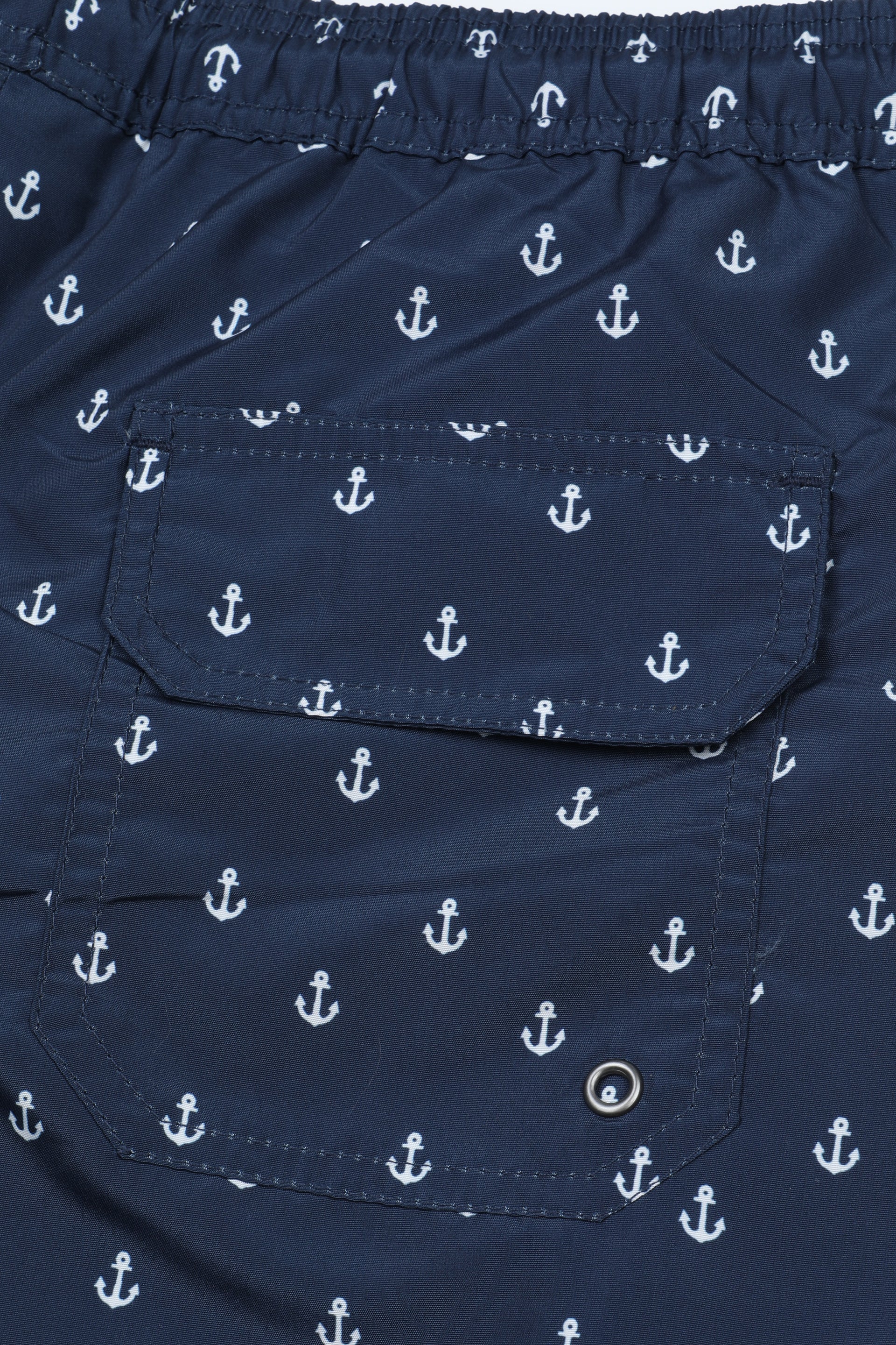 Boxer mare in microfibra con stampa all over ancore. Lunghezza media. Blu - Blu