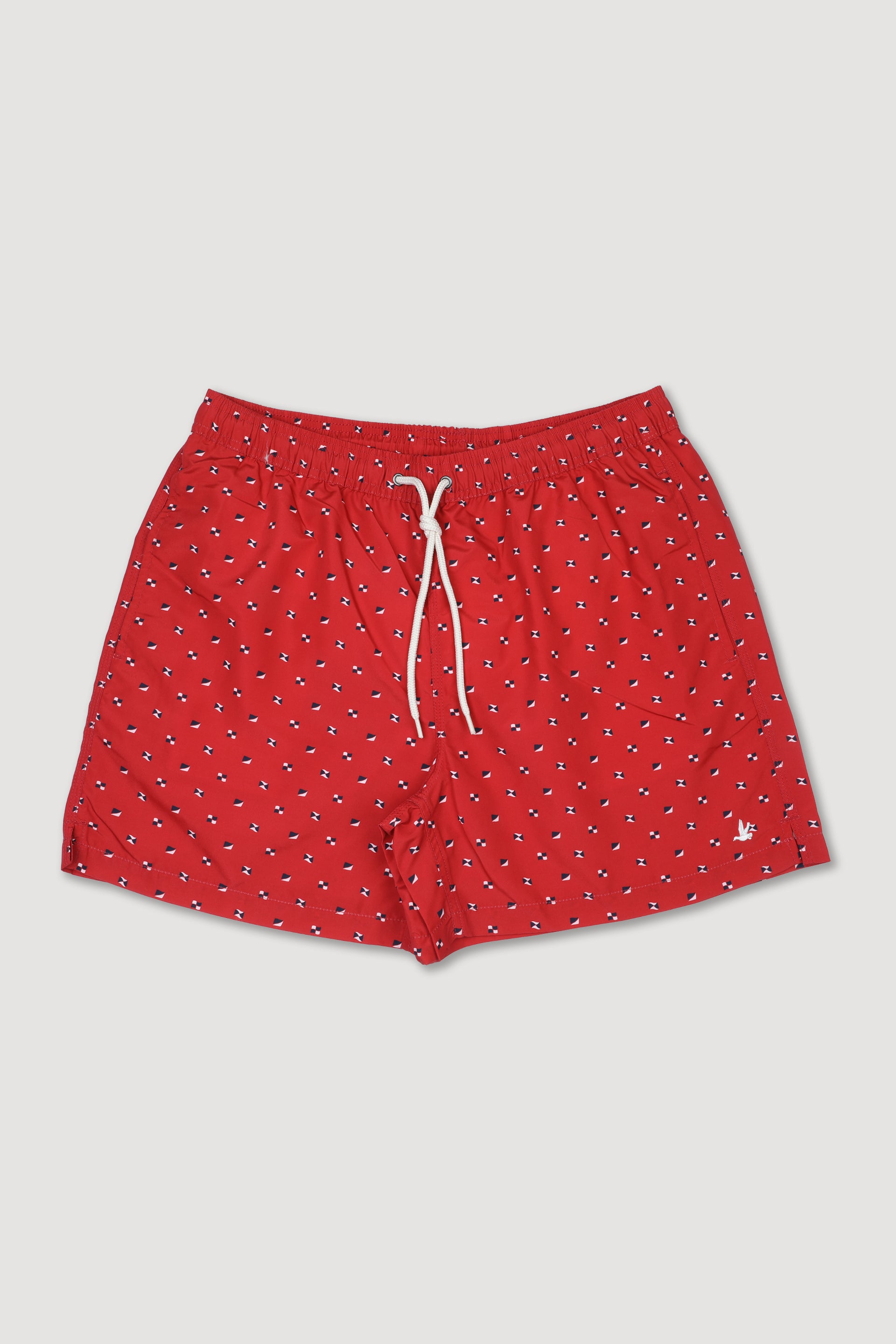 Boxer mare in microfibra con stampa all over bandiere. Lunghezza media - Rosso