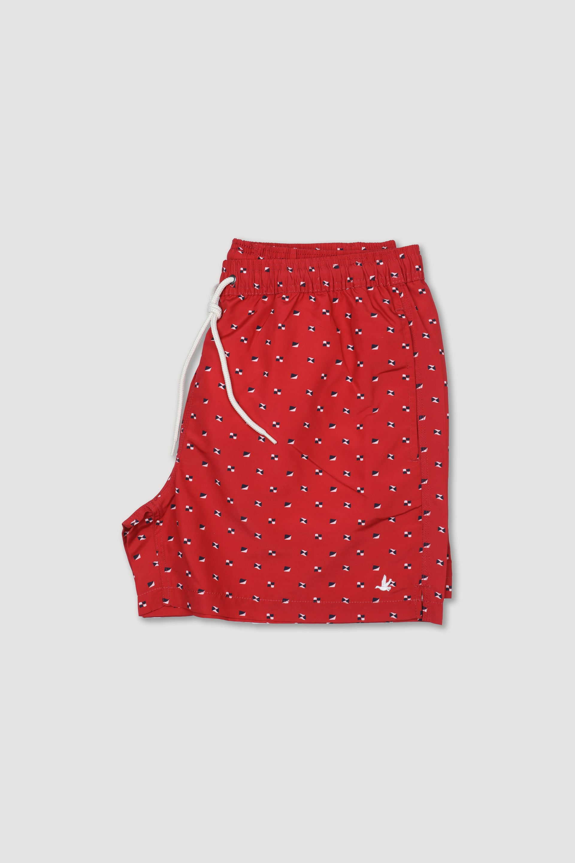 Boxer mare in microfibra con stampa all over bandiere. Lunghezza media - Rosso