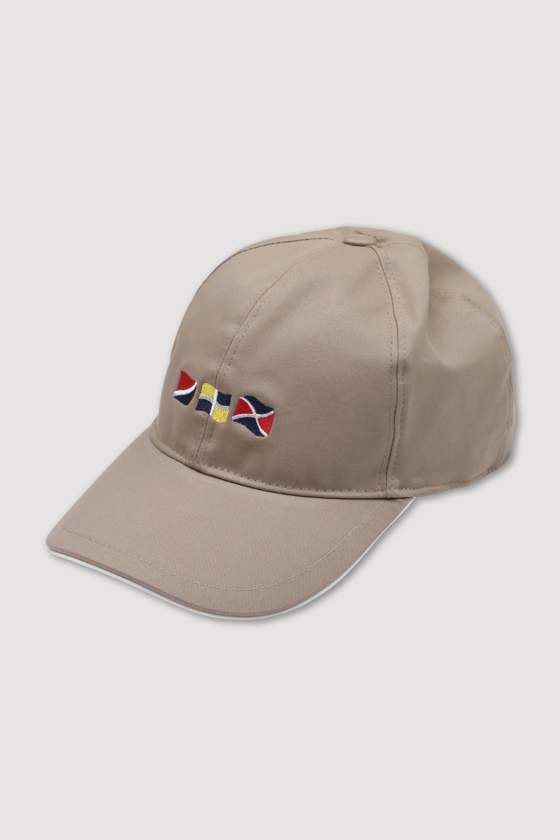 Cappellino baseball in twill di cotone stretch con ricamo. Beige - Tortora/Off white