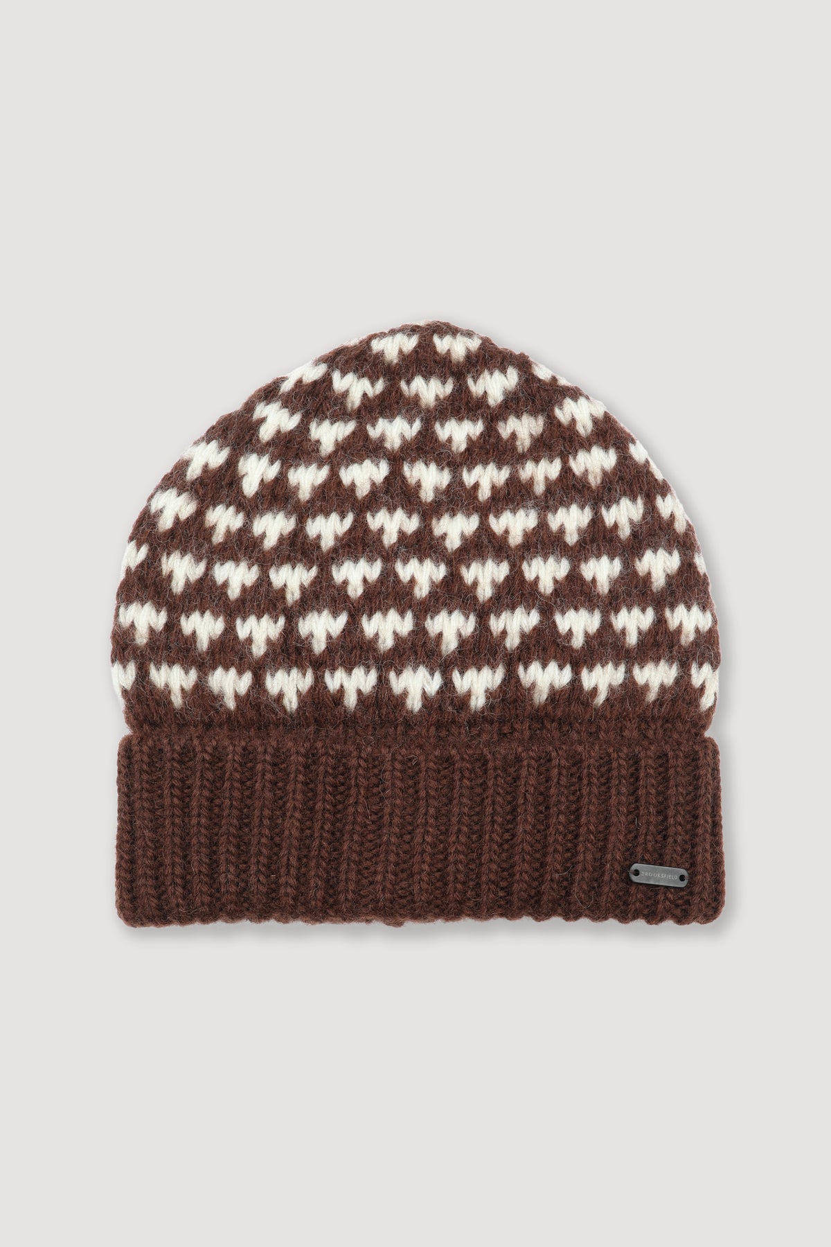 Berretto in pura lana vergine con motivo jacquard. Marrone - Mirto/Avorio