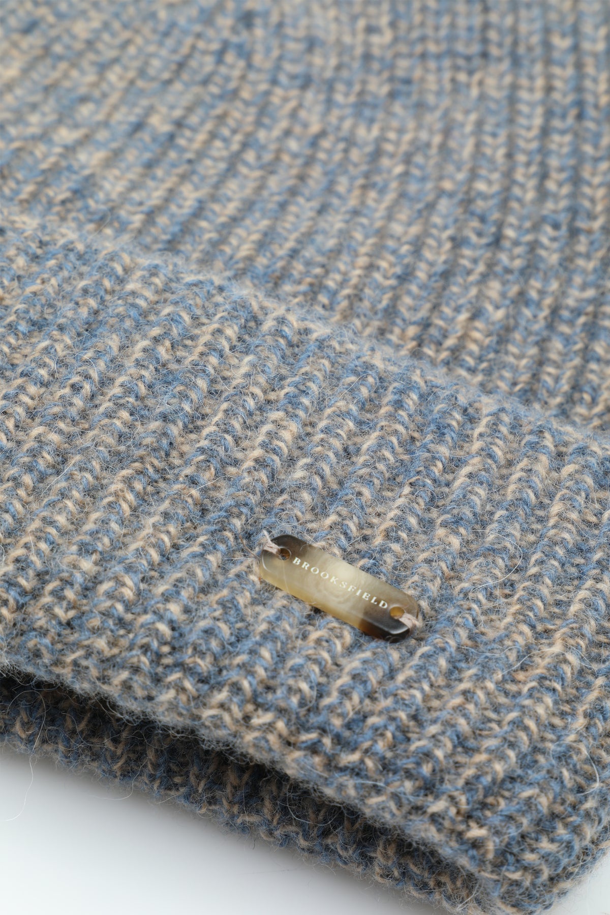 Berretto a coste in misto alpaca con risvolto - Azzurro moulinè'