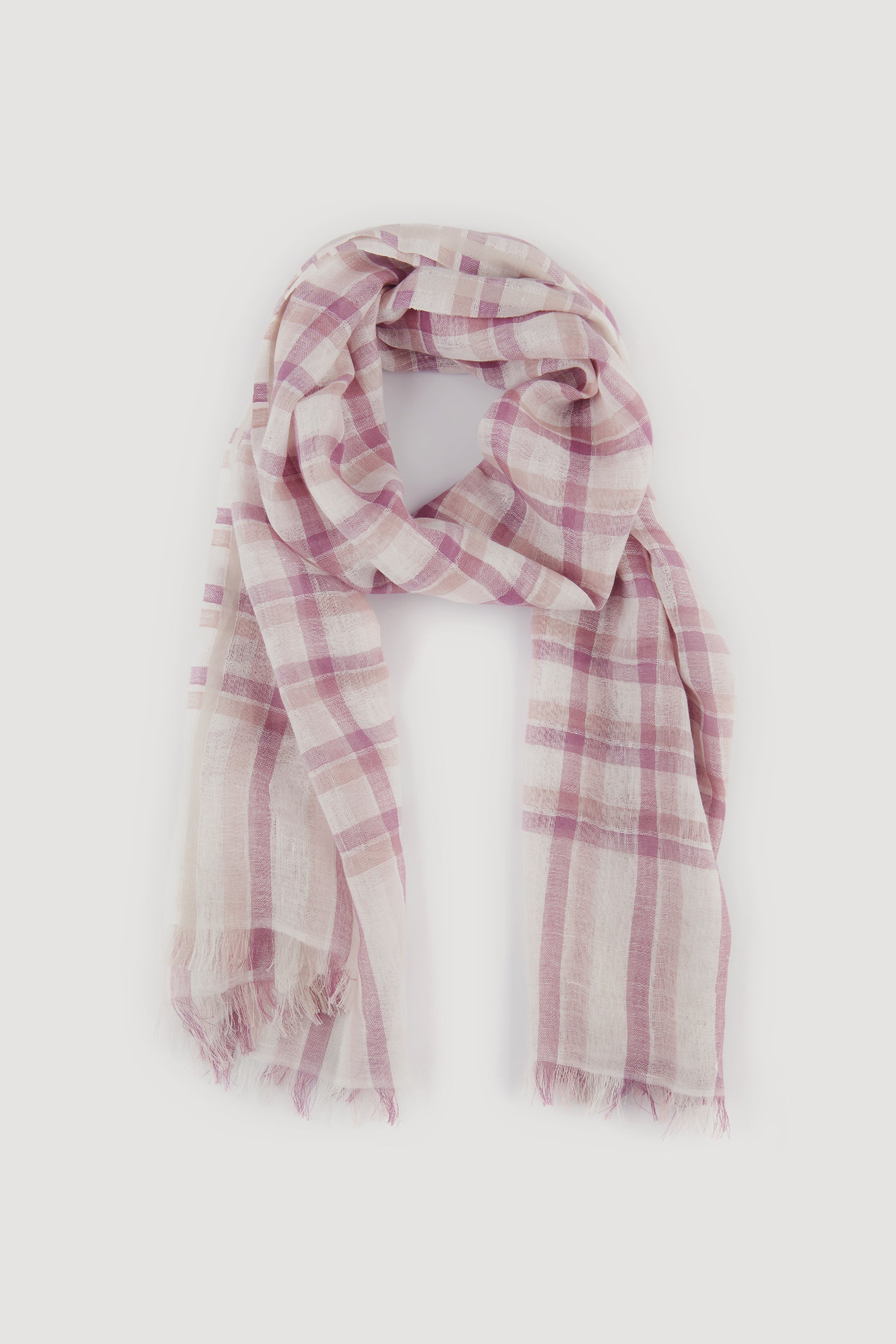 SCIARPA DI COTONE RIGATO - White/rose