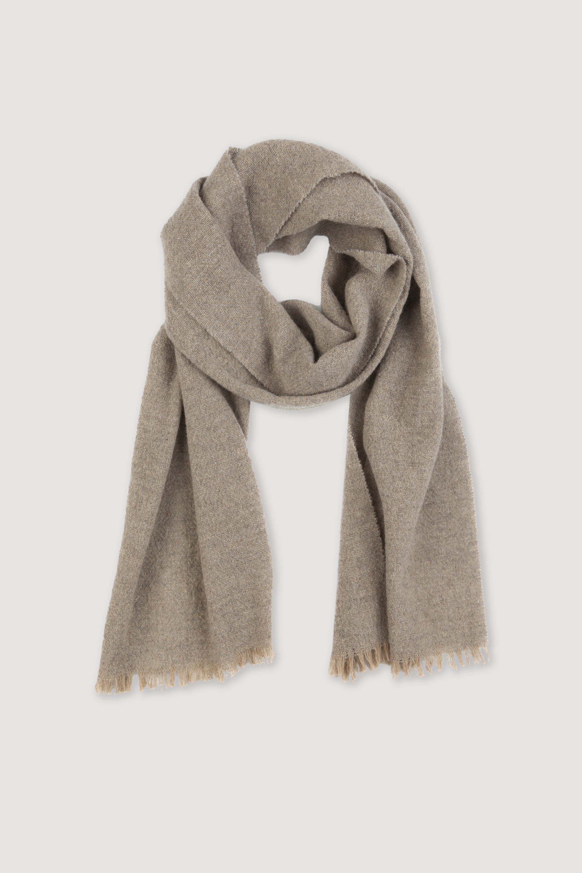 UOMO-SCIARPA CON FRANGE IN LANA UNITA - Silver grey