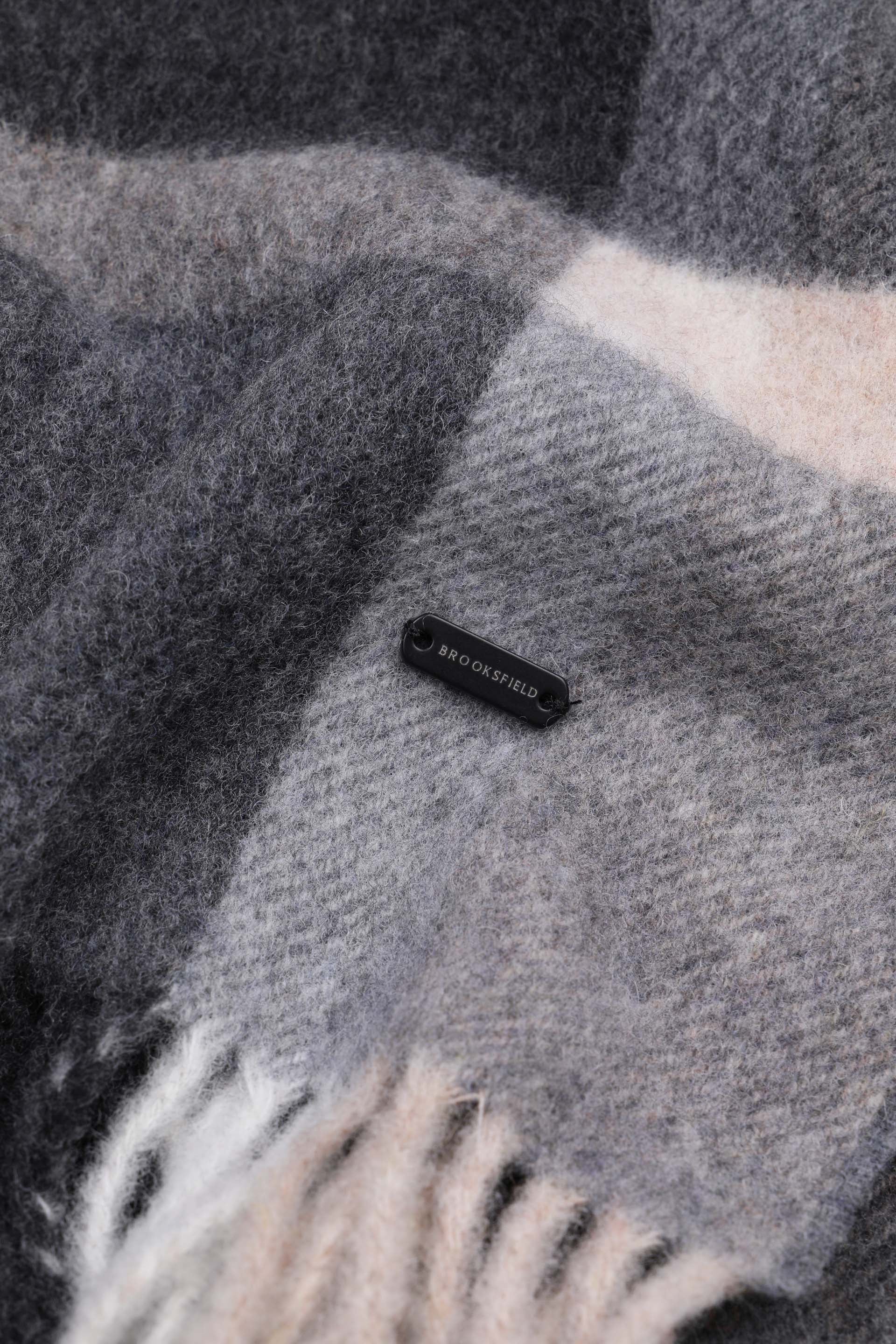 UOMO-SCIARPA CON FRANGE, IN PURA LANA VERGINE FANTASIA CHECK - Antracite/grigio/beige