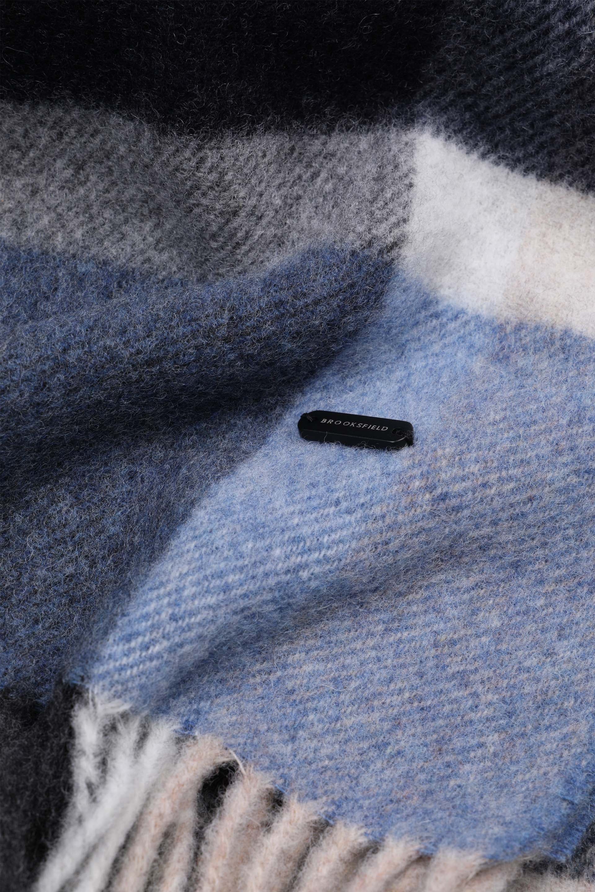 UOMO-SCIARPA CON FRANGE, IN PURA LANA VERGINE FANTASIA CHECK - Blu/azzurro/beige