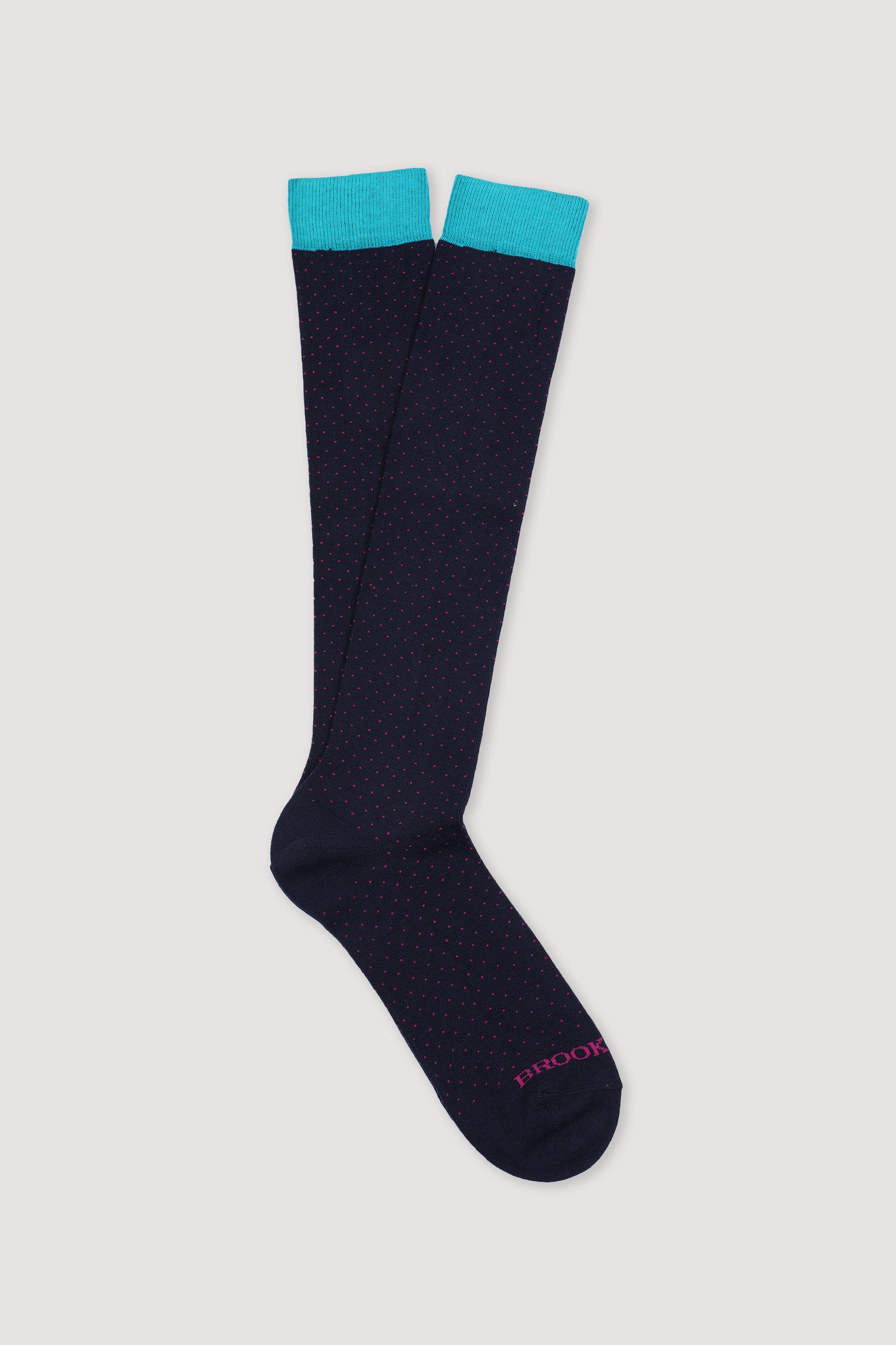 UOMO-CALZA LUNGA FANTASIA POIS,MISTO COTONE STRETCH - Navy/menta