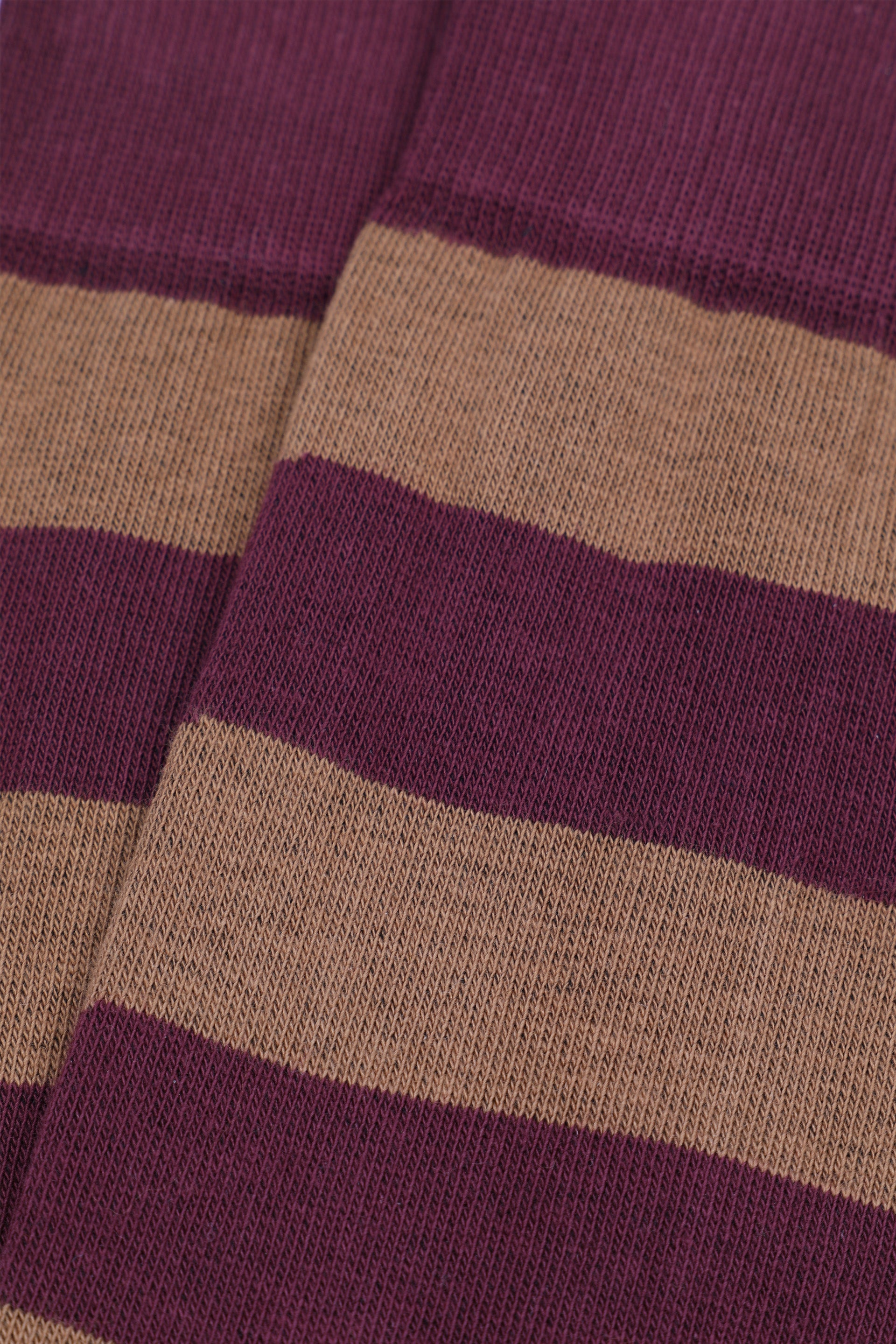 Calze lunghe riga bicolore e tallone in contrasto, cotone elasticizzato - Bordeaux/Liquirizia/Bruciato