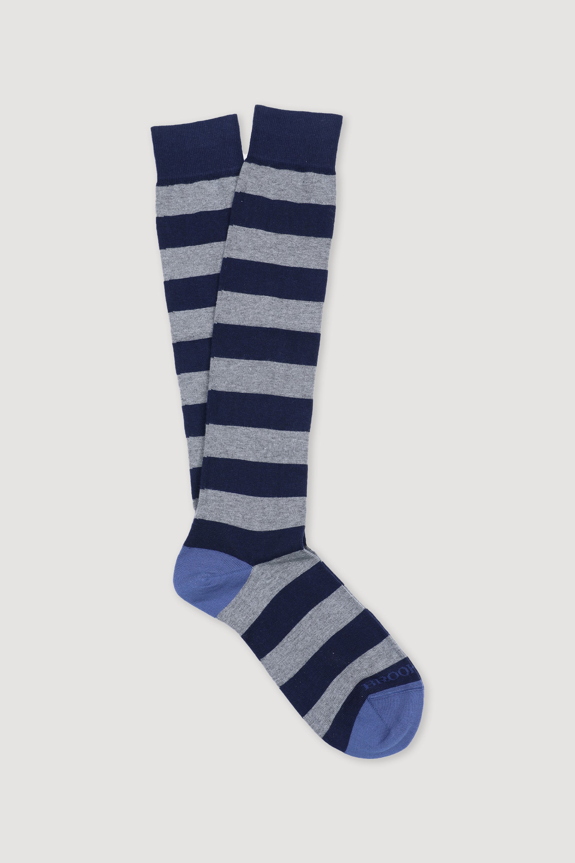 UOMO-CALZA LUNGA FANTASIA A RIGHE, MISTO COTONE STRETCH - Blu/grigio/c.zucch