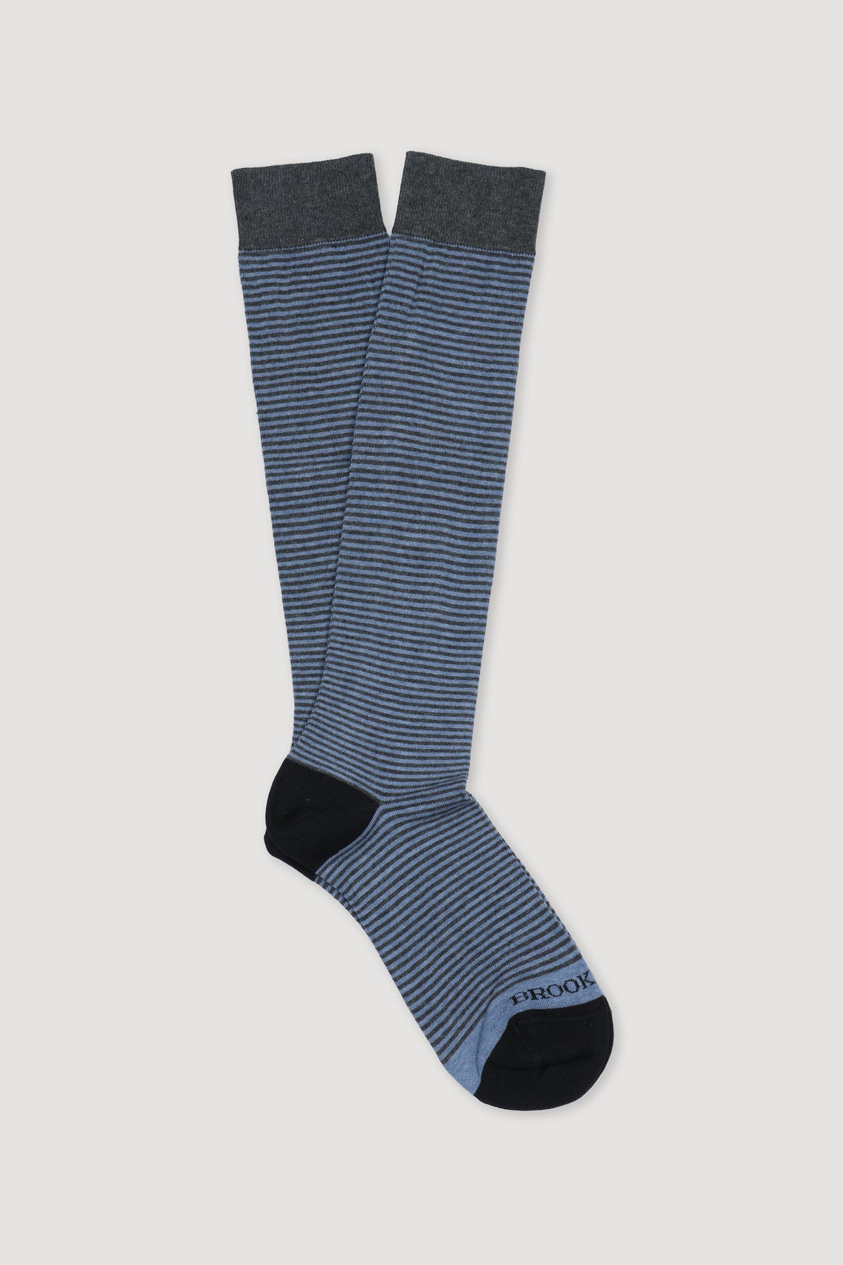 Calze lunghe rigate bicolore, cotone elasticizzato. Verde - Antracite/Avio/Blu