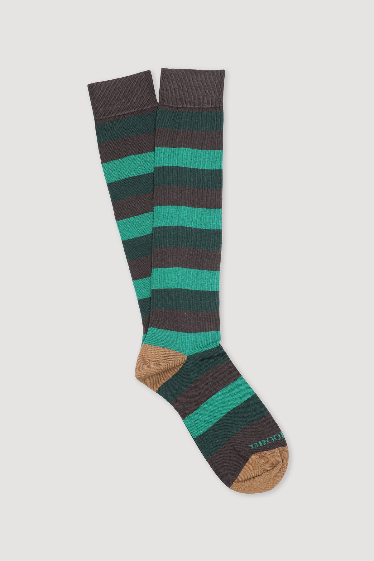 Calze lunghe riga multicolore, cotone elasticizzato - Marrone/Verde/Bosco