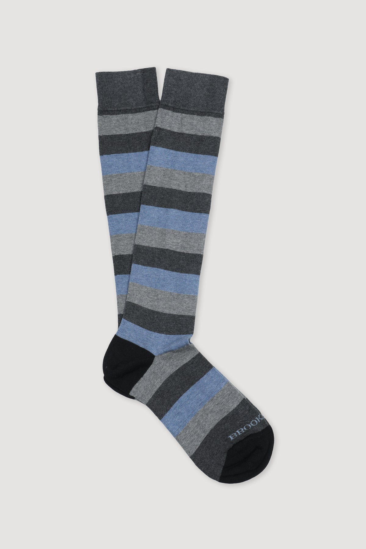 Calze lunghe riga multicolore, cotone elasticizzato - Antracite/Grigio/Azzurro