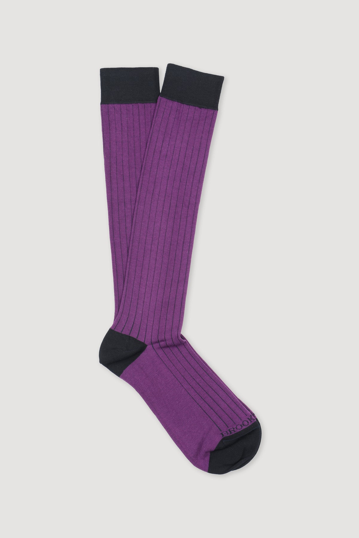 Calze lunghe in cotone elasticizzato a coste con bordo elastico e tallone in contrasto - Viola/Blu