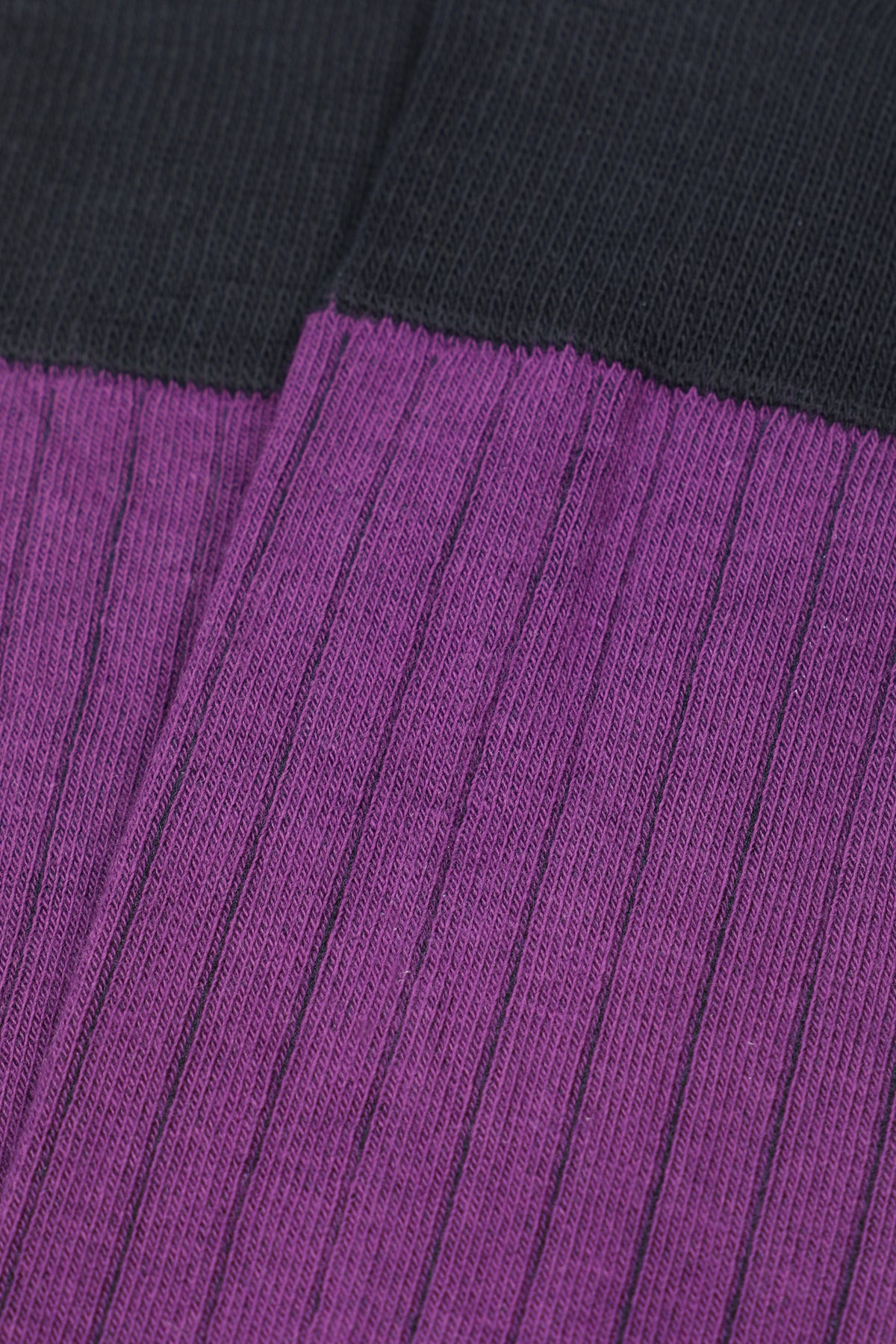 Calze lunghe in cotone elasticizzato a coste con bordo elastico e tallone in contrasto - Viola/Blu