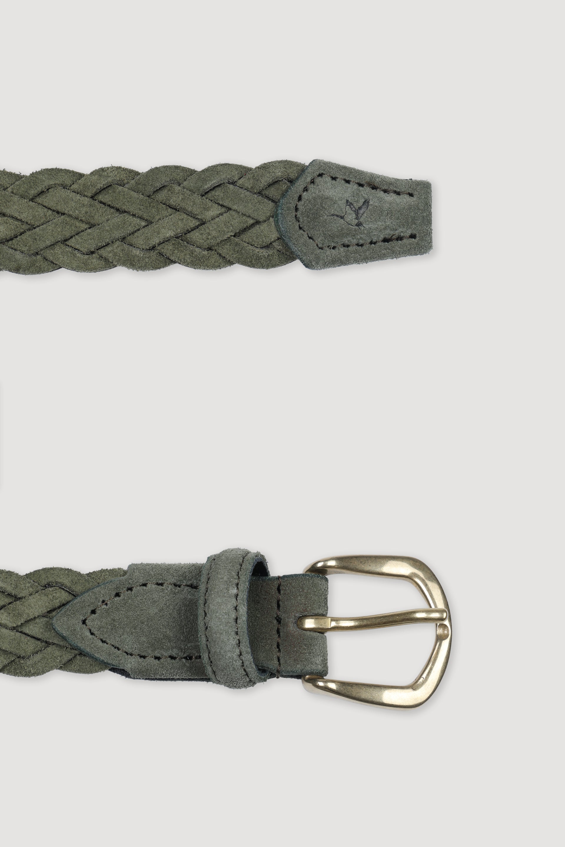 Cintura in suede intrecciata. Verde - Verde militare