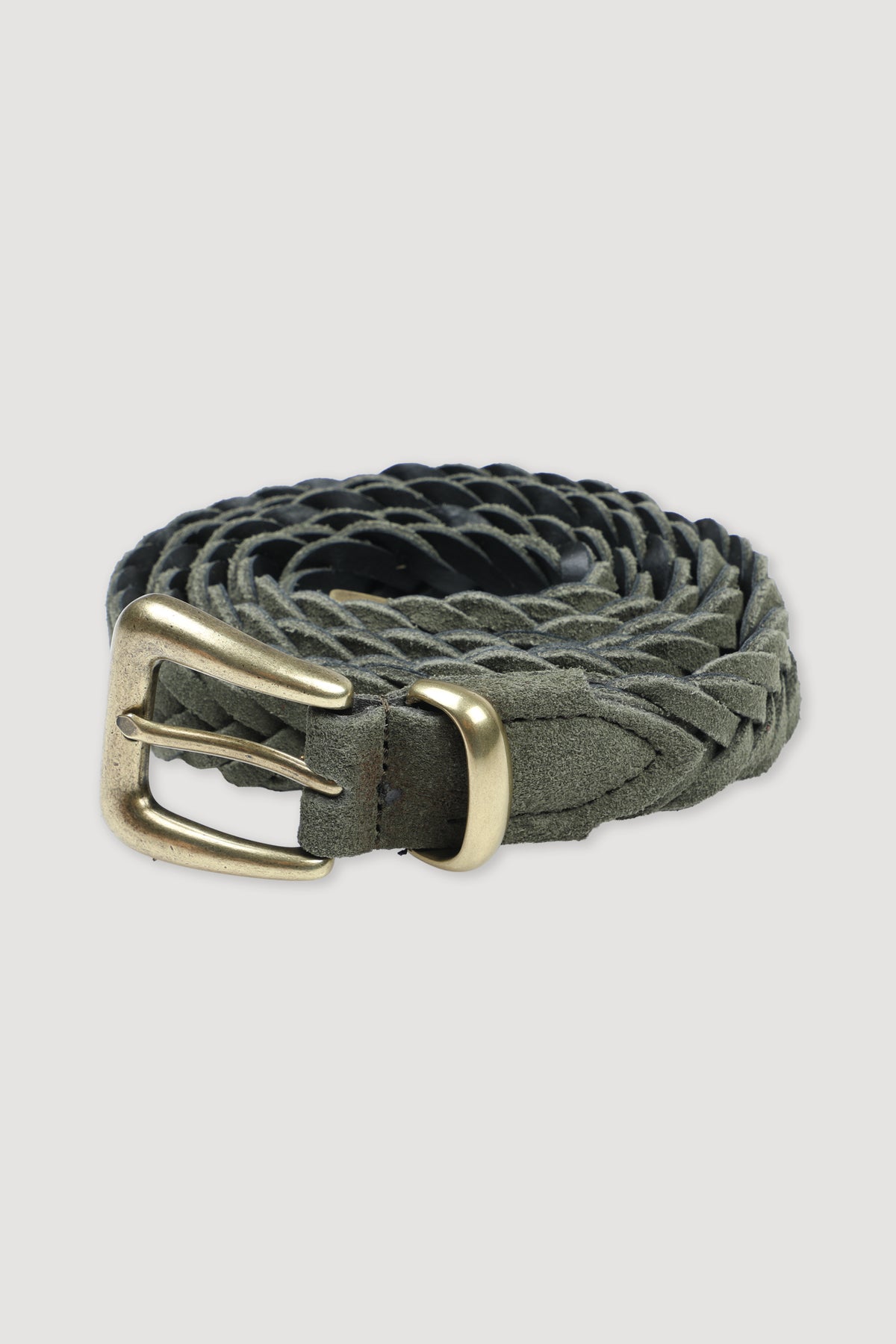 Cintura in suede intrecciata. Verde - Militare